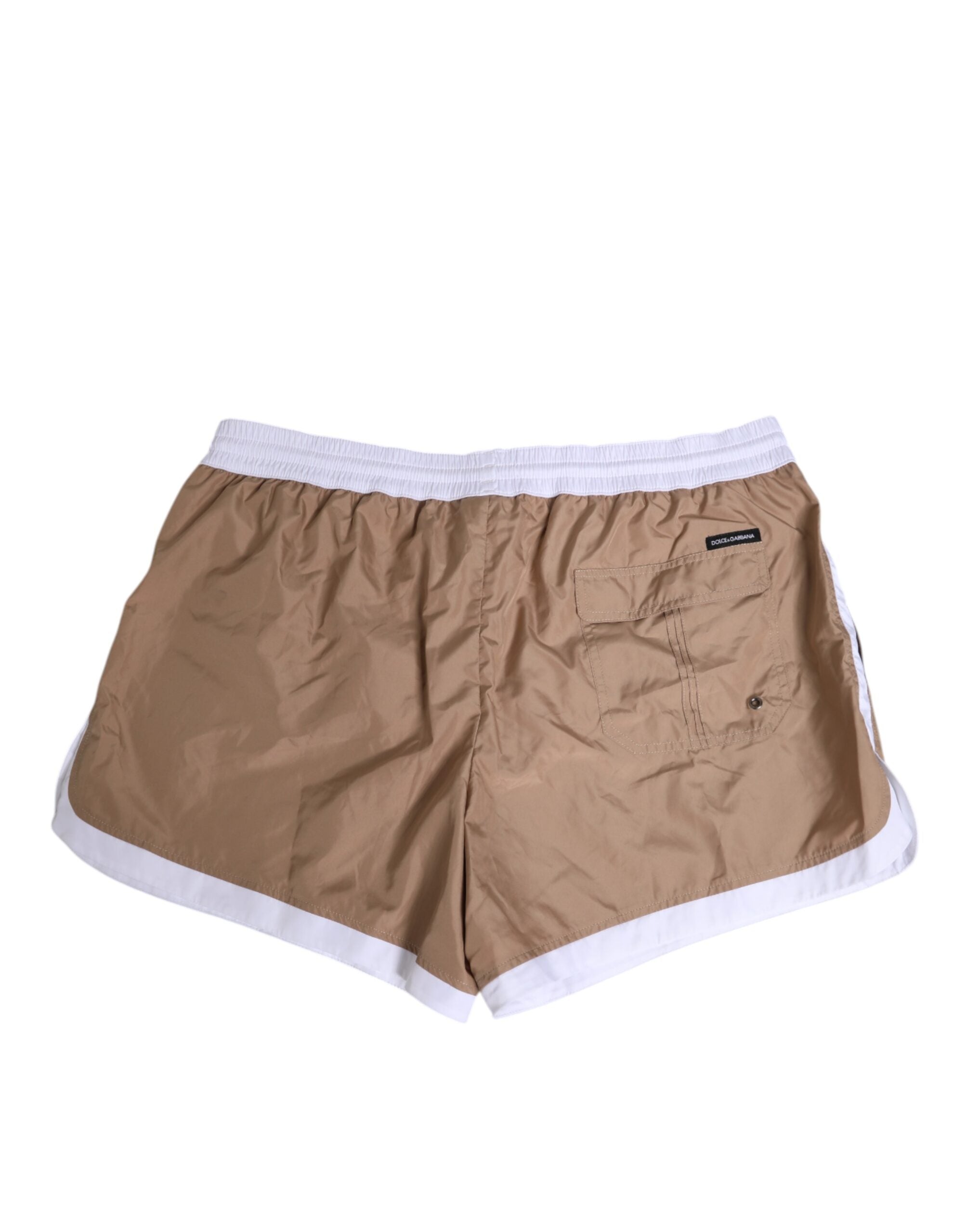 Dolce & Gabbana Braun Weiß Polyester Re-Edition Shorts Bademode