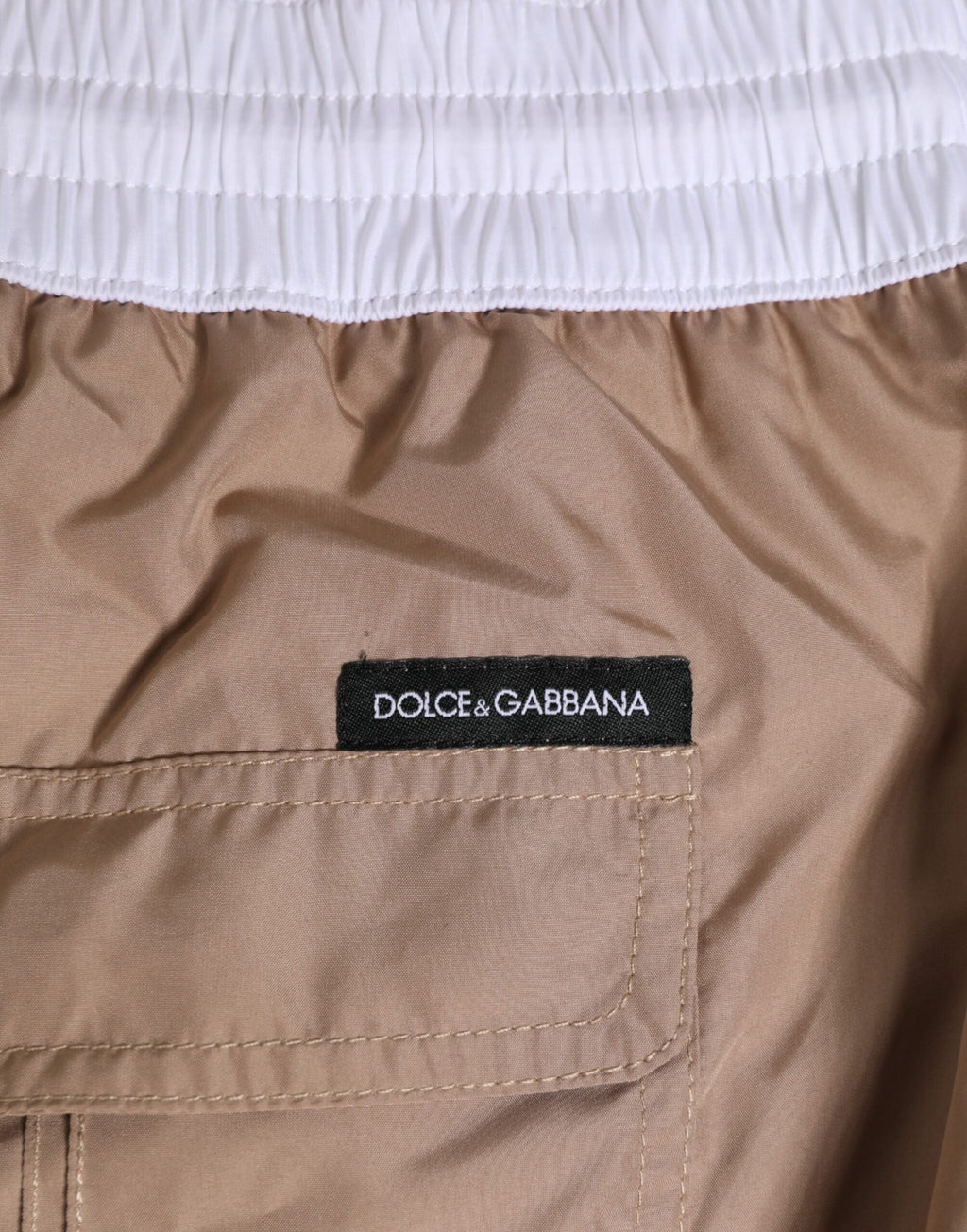 Dolce & Gabbana Braun Weiß Polyester Re-Edition Shorts Bademode