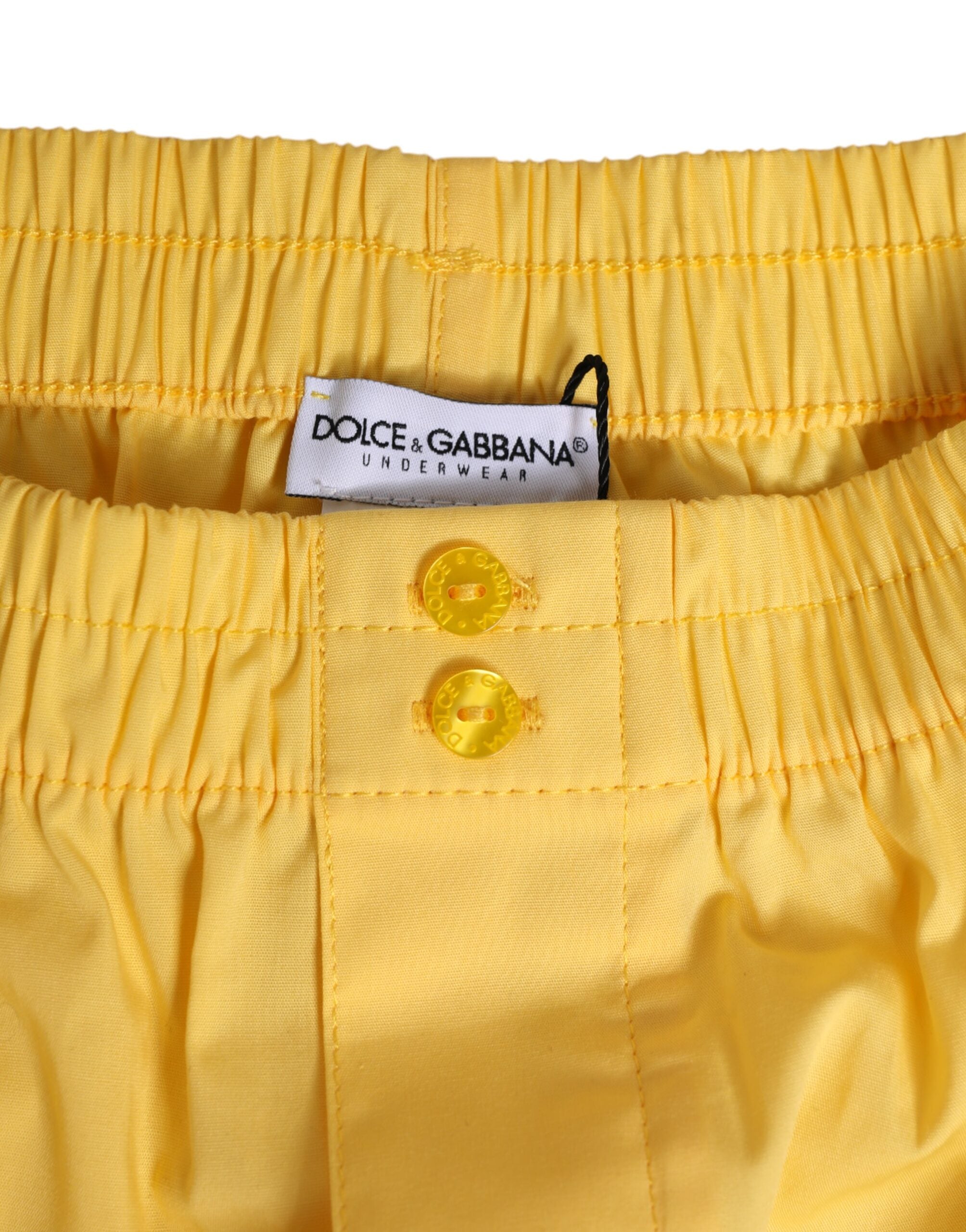 Dolce & Gabbana Gelbe Baumwolle mit elastischem Bund Kurze Badebekleidung