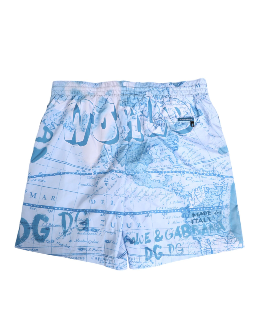 Dolce & Gabbana Blaue Weltkarte Polyester Badebekleidung mit elastischem Bund