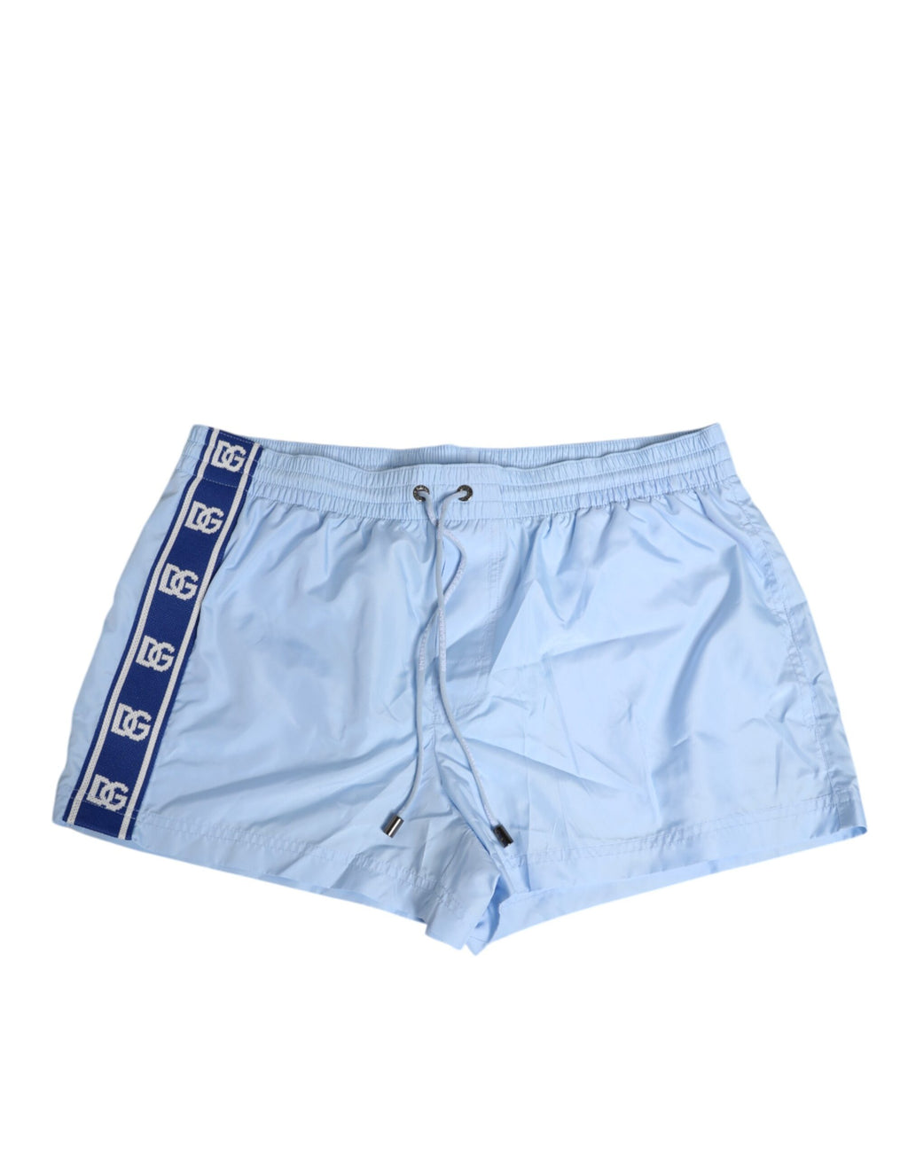 Dolce & Gabbana Hellblaue Nylon DG Logo Tape Herren Shorts Bademode