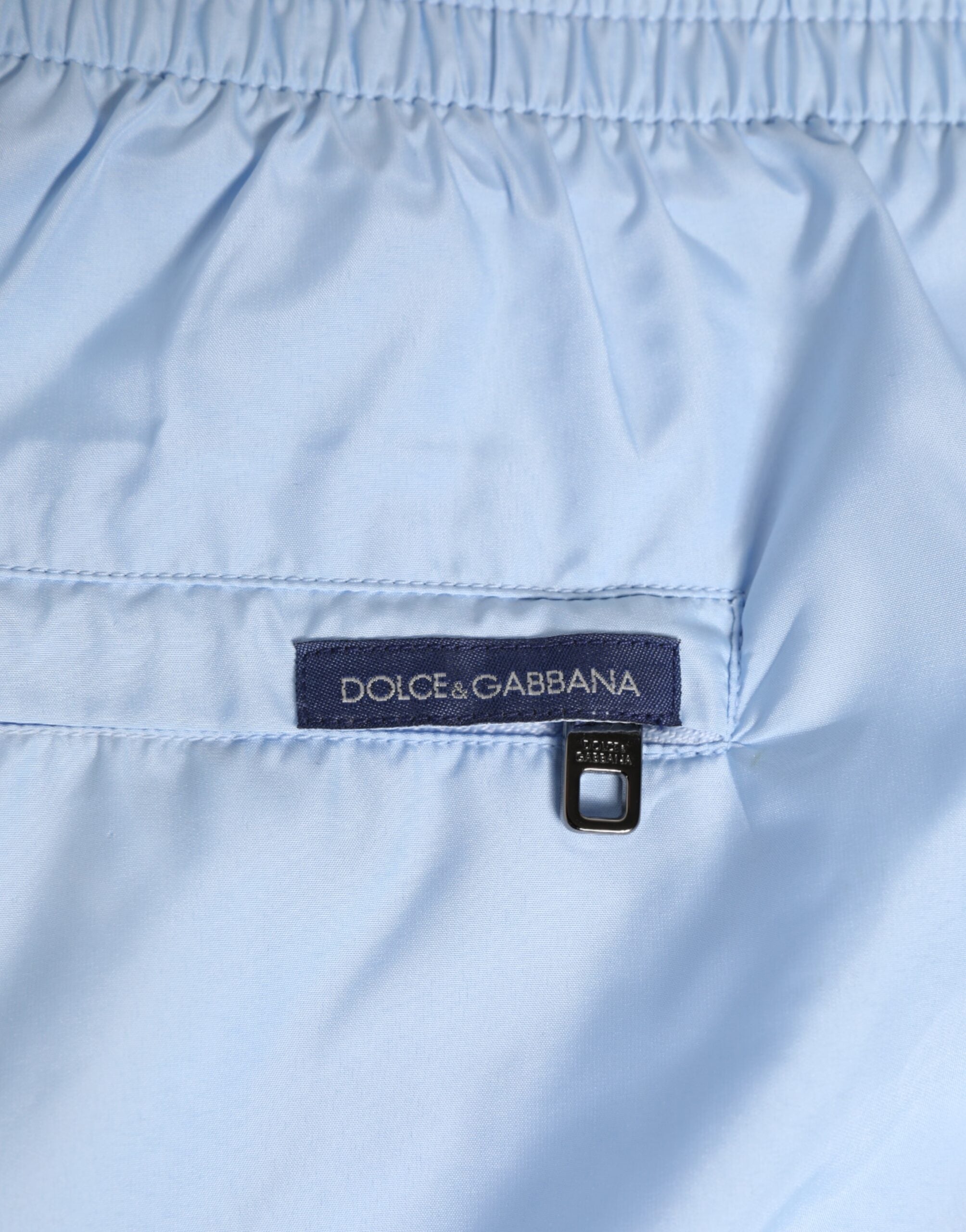 Dolce & Gabbana Hellblaue Nylon DG Logo Tape Herren Shorts Bademode