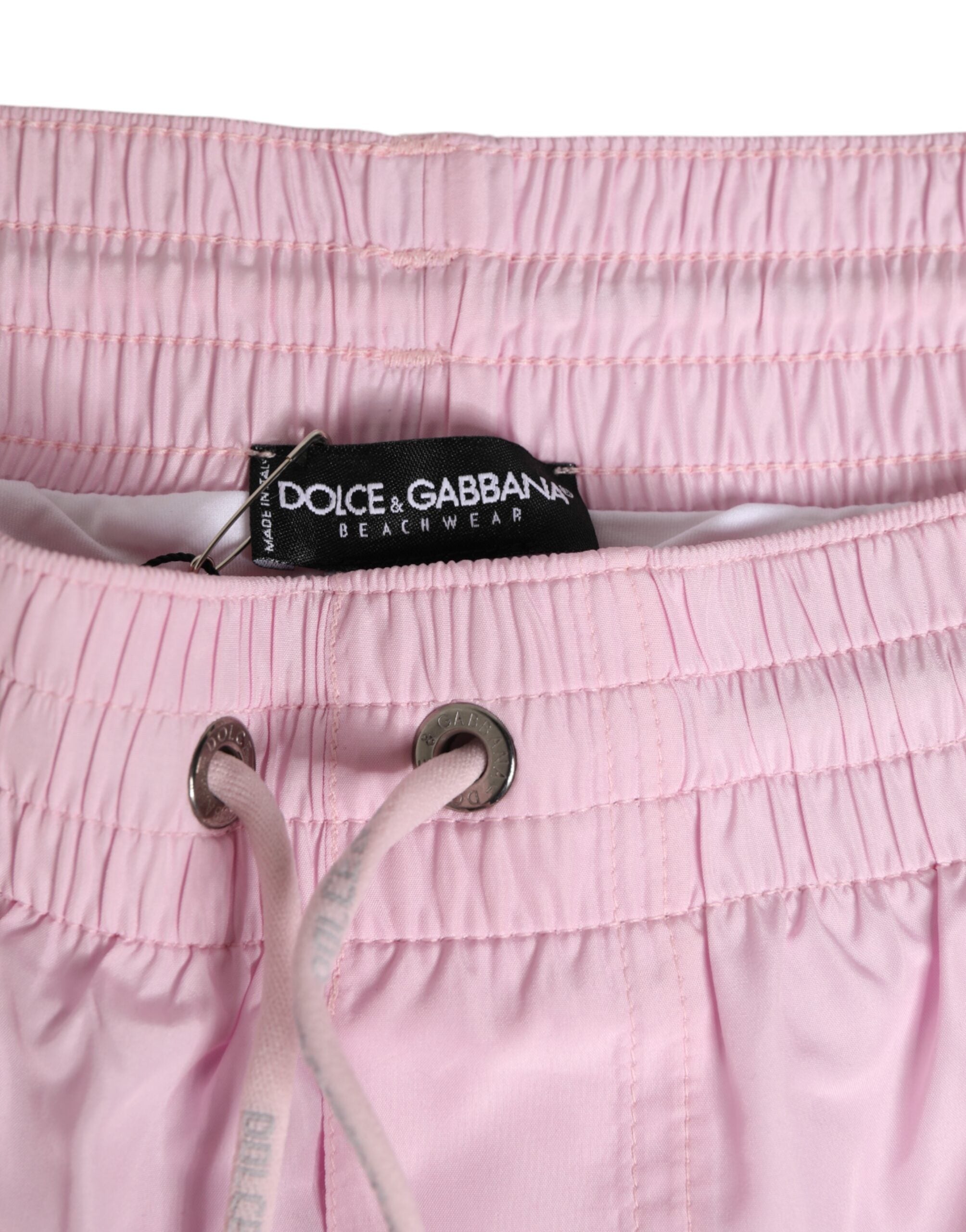 Dolce & Gabbana Rosa Nylon Logo Seitenstreifen Beachwear Herren Bademode