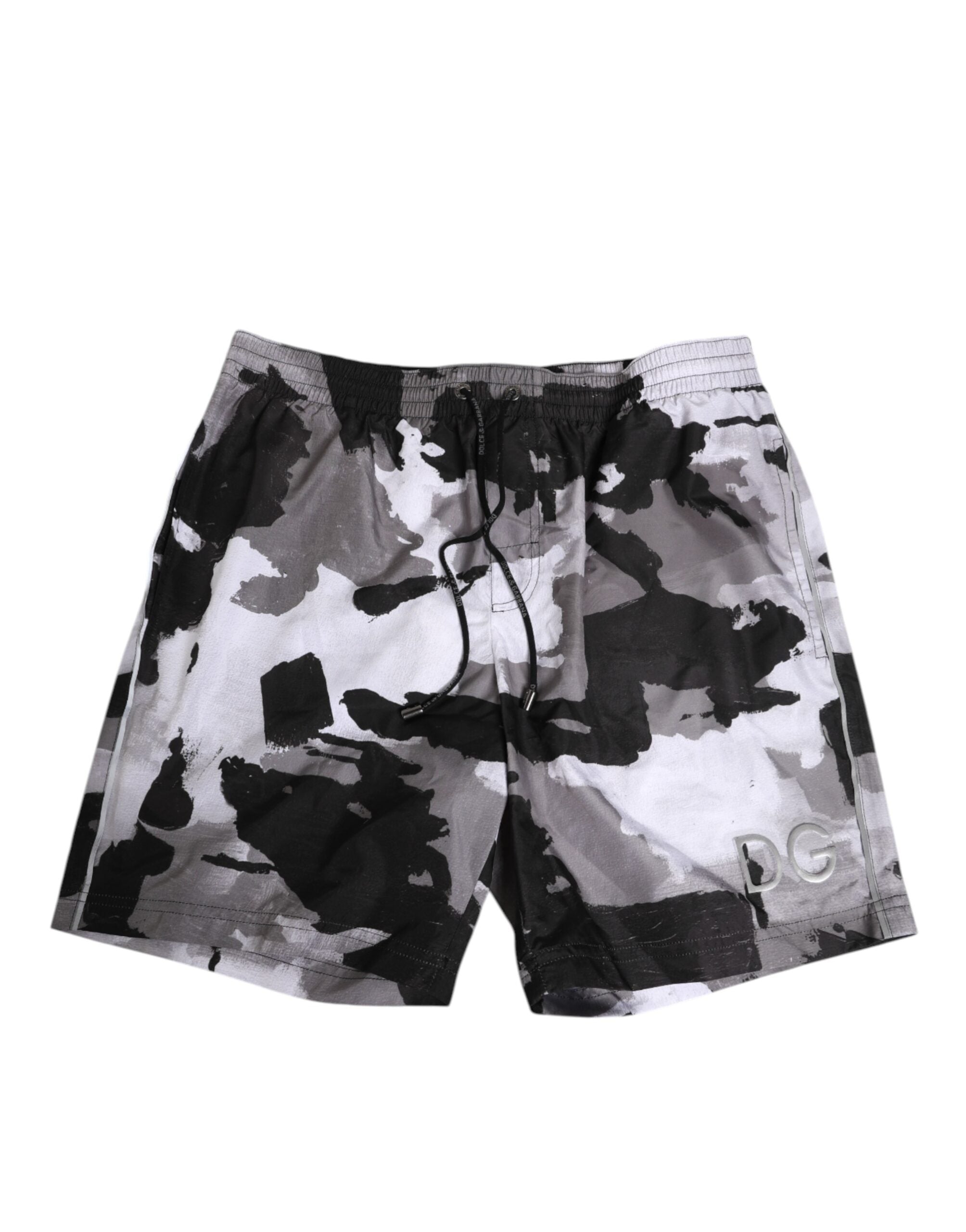 Dolce & Gabbana Schwarz Weiß Camouflage DG Logo Herren Bademode