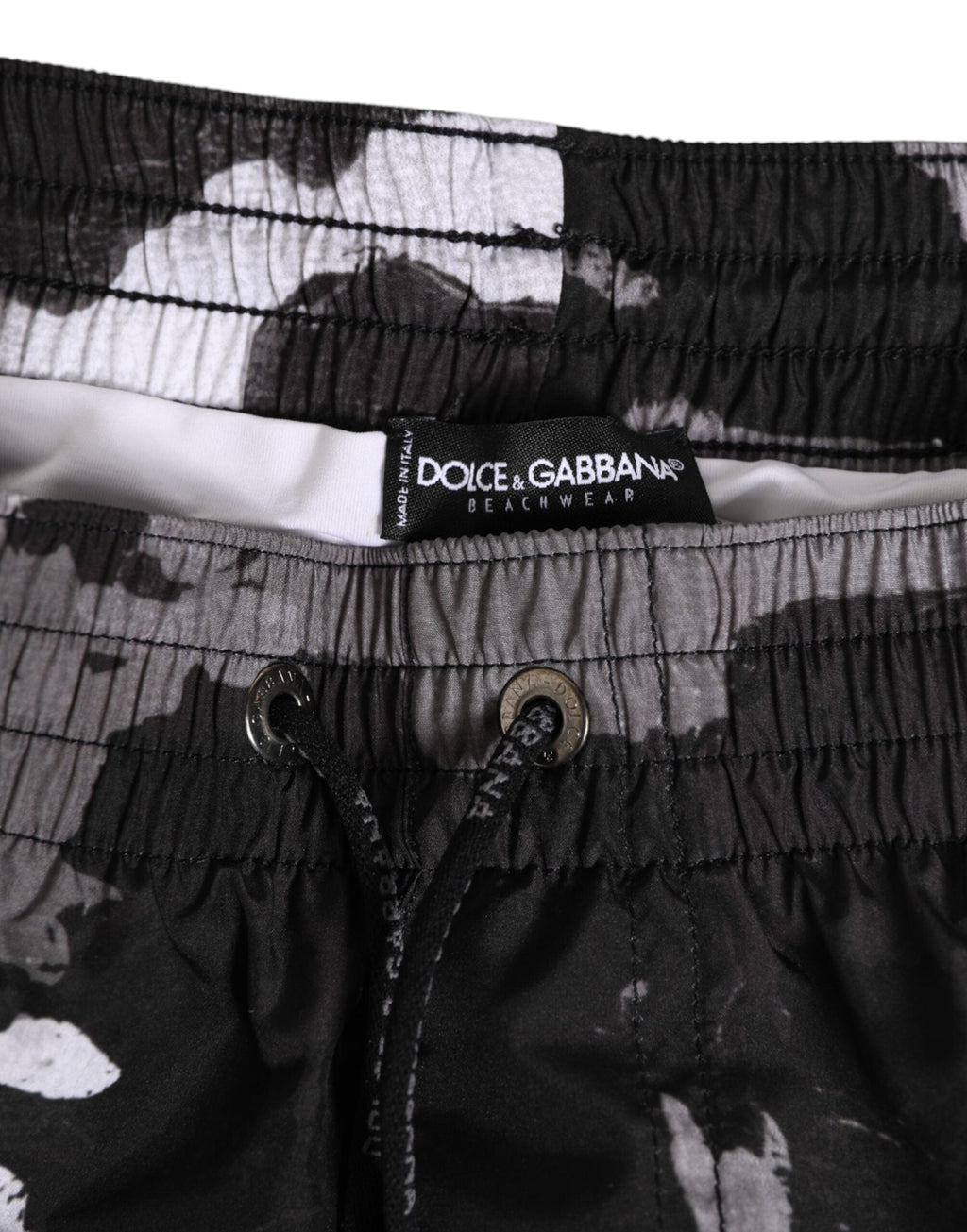 Dolce & Gabbana Schwarz Weiß Camouflage DG Logo Herren Bademode