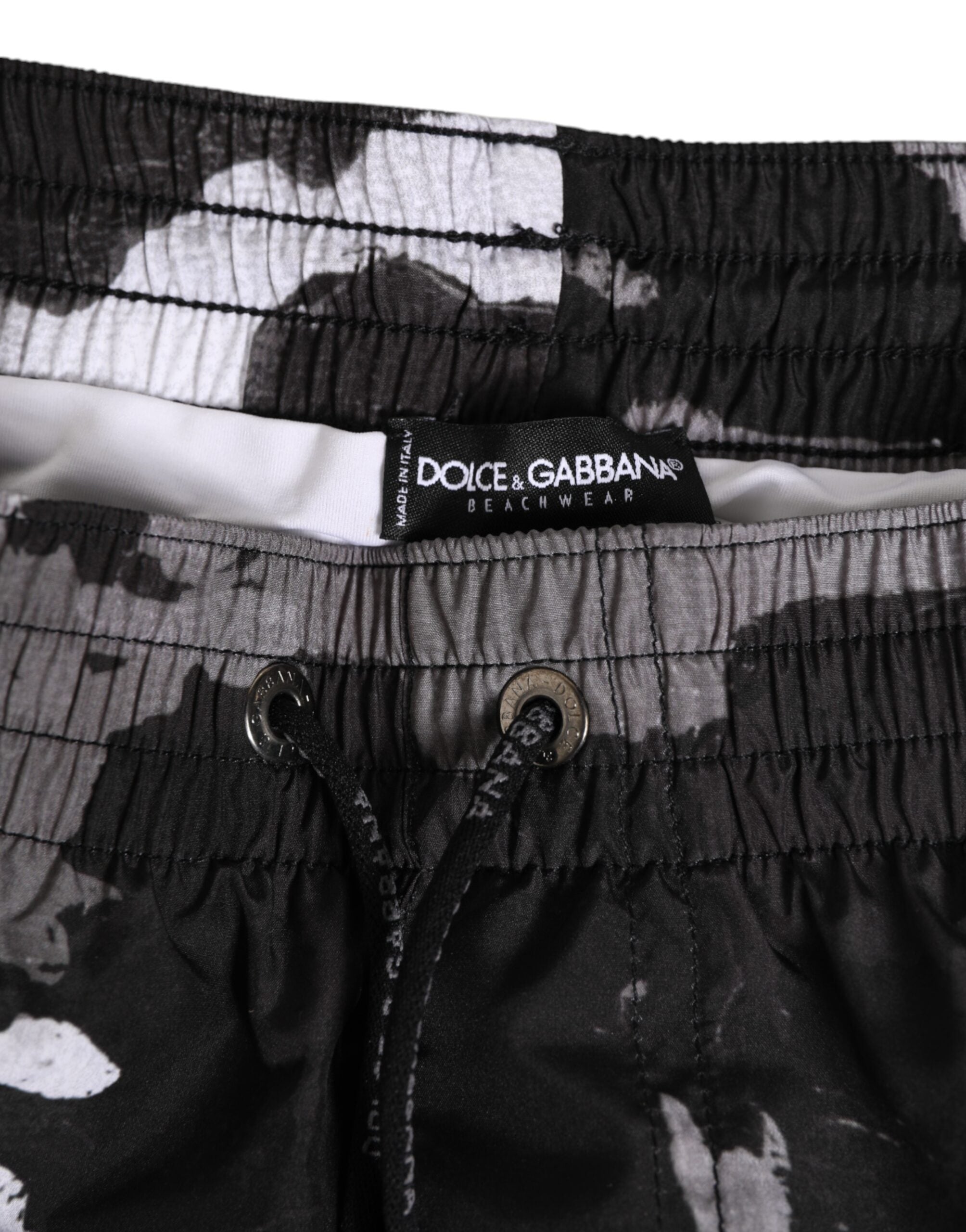 Dolce & Gabbana Schwarz Weiß Camouflage DG Logo Herren Bademode