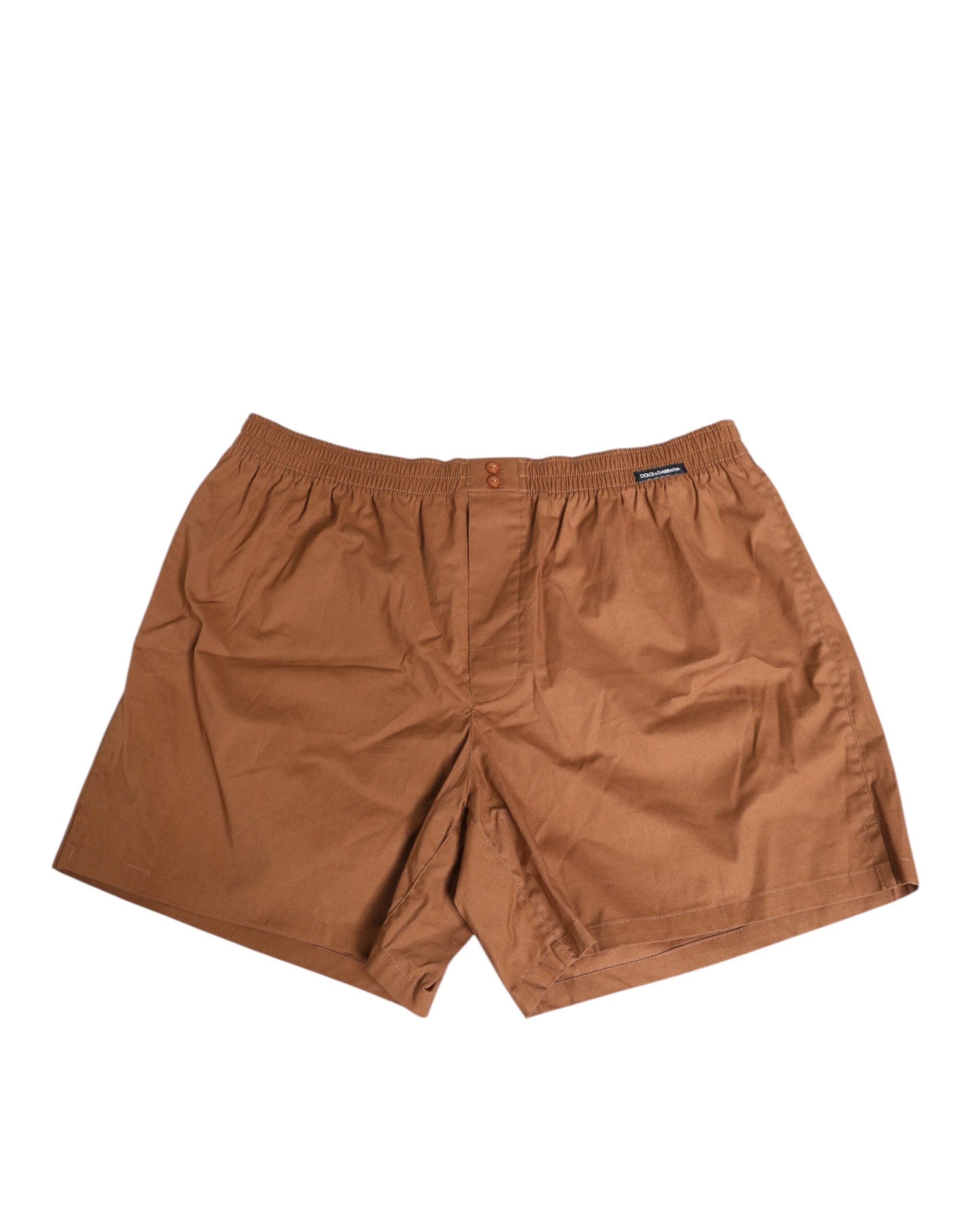 Dolce & Gabbana Brauner Baumwoll-Boxer-Bund kurze Badehose