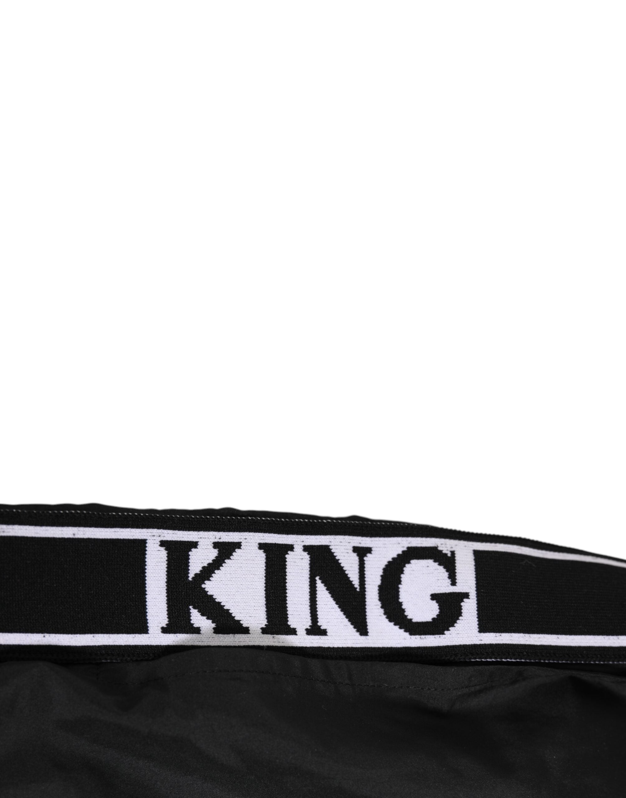 Dolce & Gabbana Schwarzes Nylon KING Seitenband Männer Boxershorts Bademode