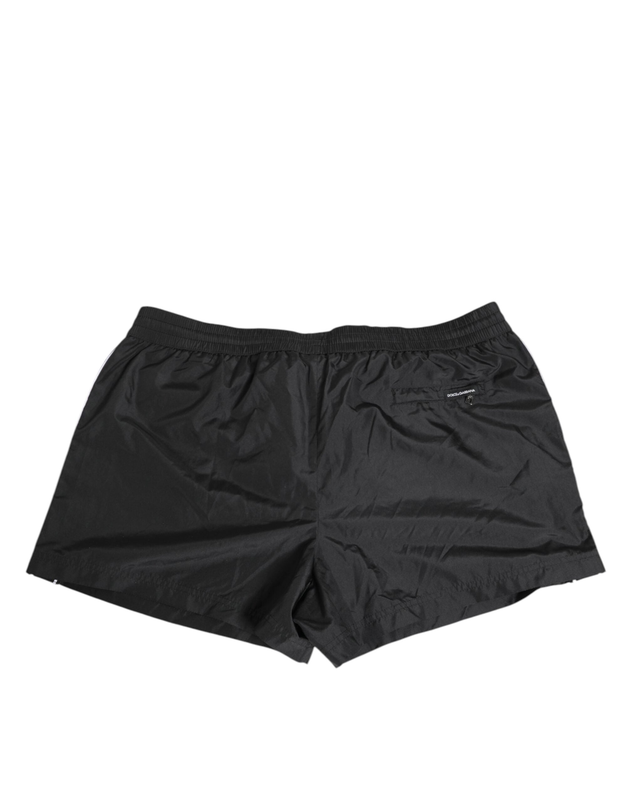 Dolce & Gabbana Schwarzes Nylon KING Seitenband Männer Boxershorts Bademode
