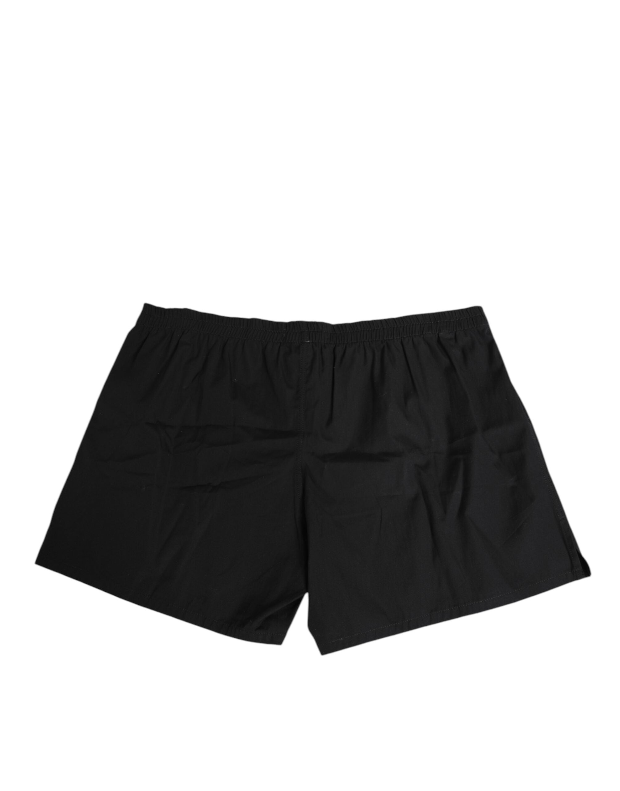 Dolce & Gabbana Schwarze Baumwoll-Badeanzüge mit elastischem Bund und Knopfleiste