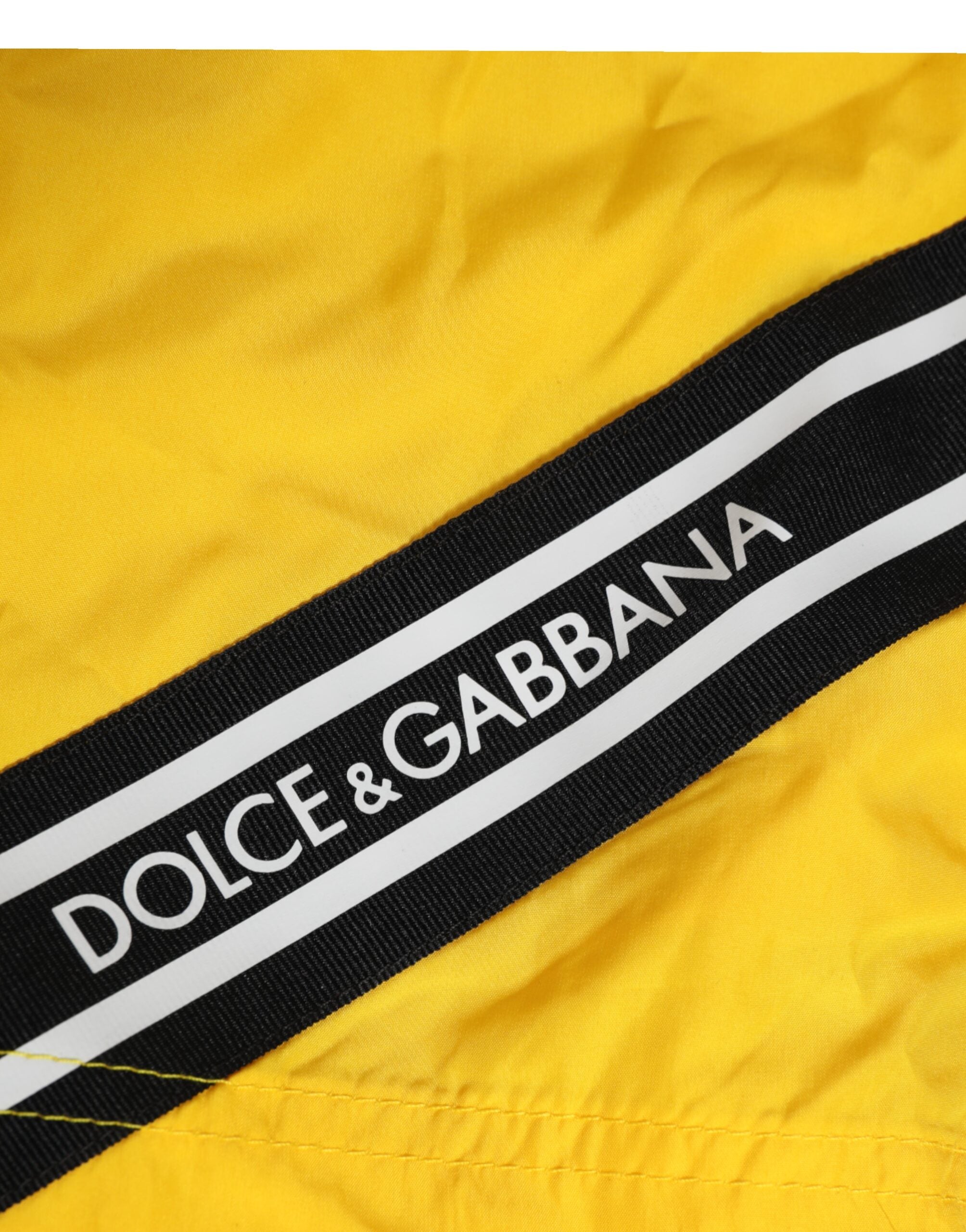 Dolce & Gabbana Yellow Drawstring Beachwear Herren Shorts Bademode