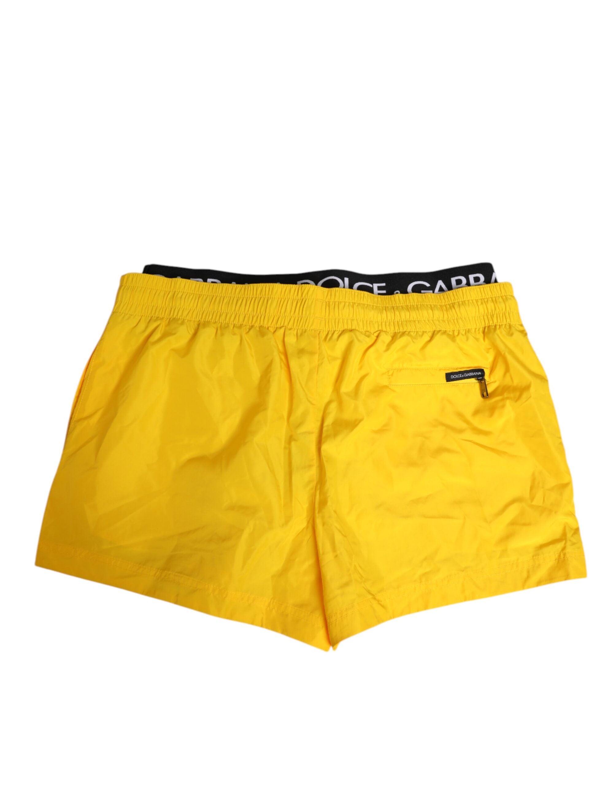 Dolce & Gabbana Yellow Drawstring Beachwear Herren Shorts Bademode