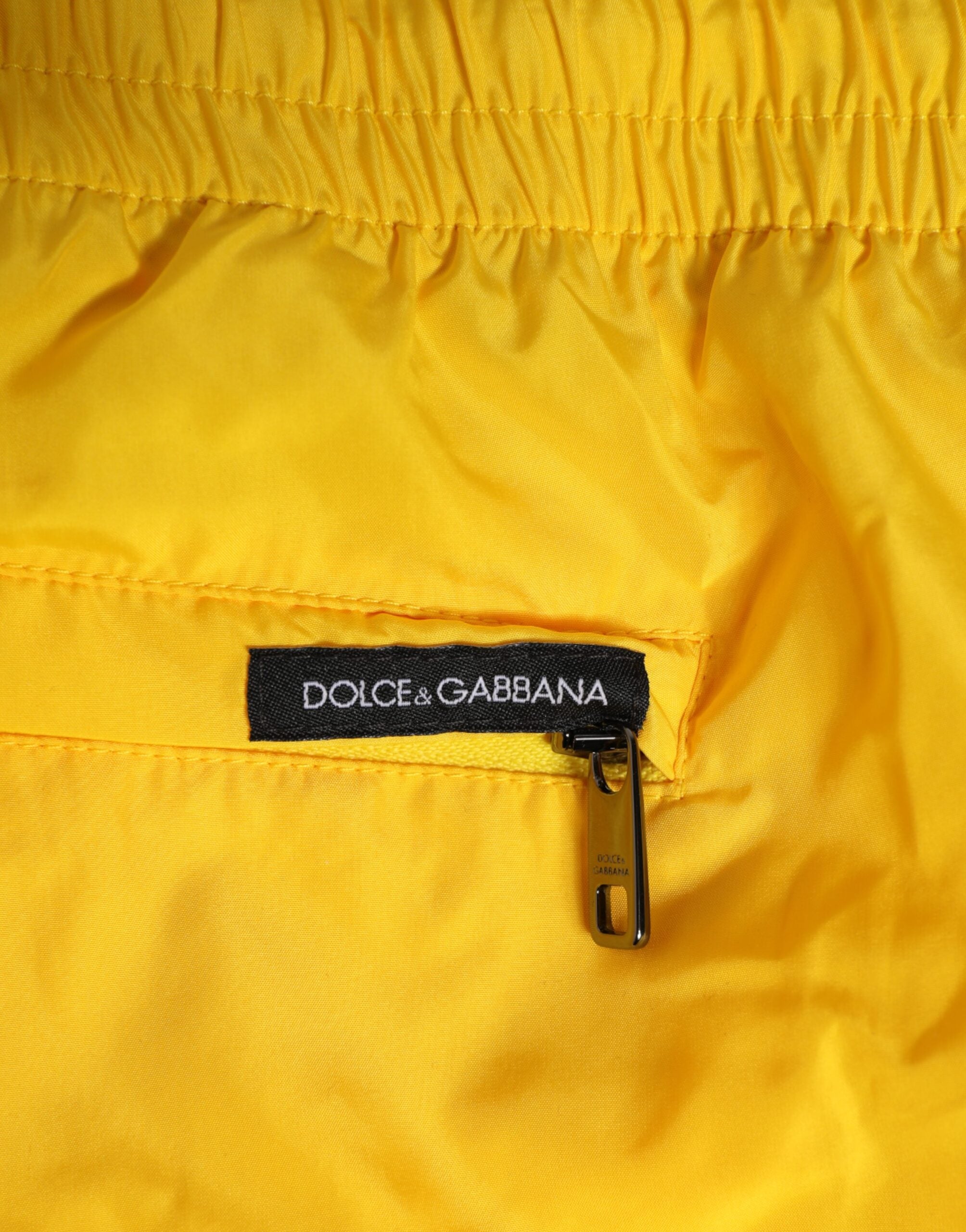 Dolce & Gabbana Yellow Drawstring Beachwear Herren Shorts Bademode