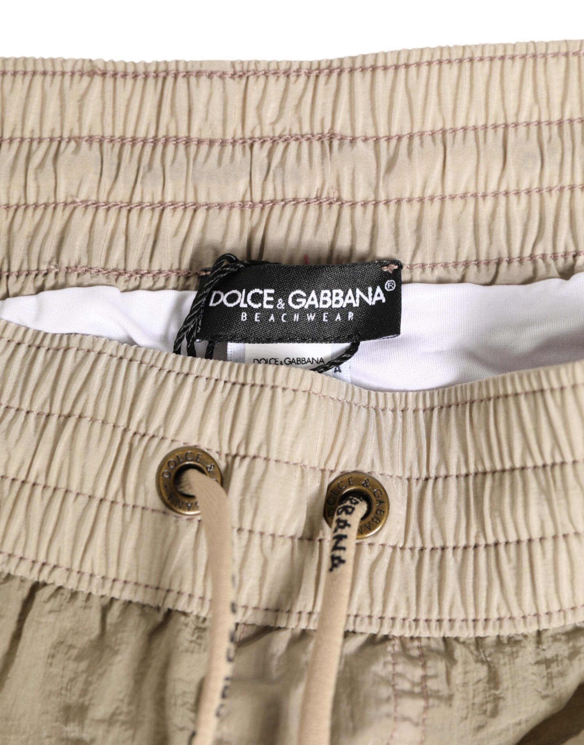 Dolce & Gabbana Beige Nylon Beachwear Männer Boxer Short Bademode
