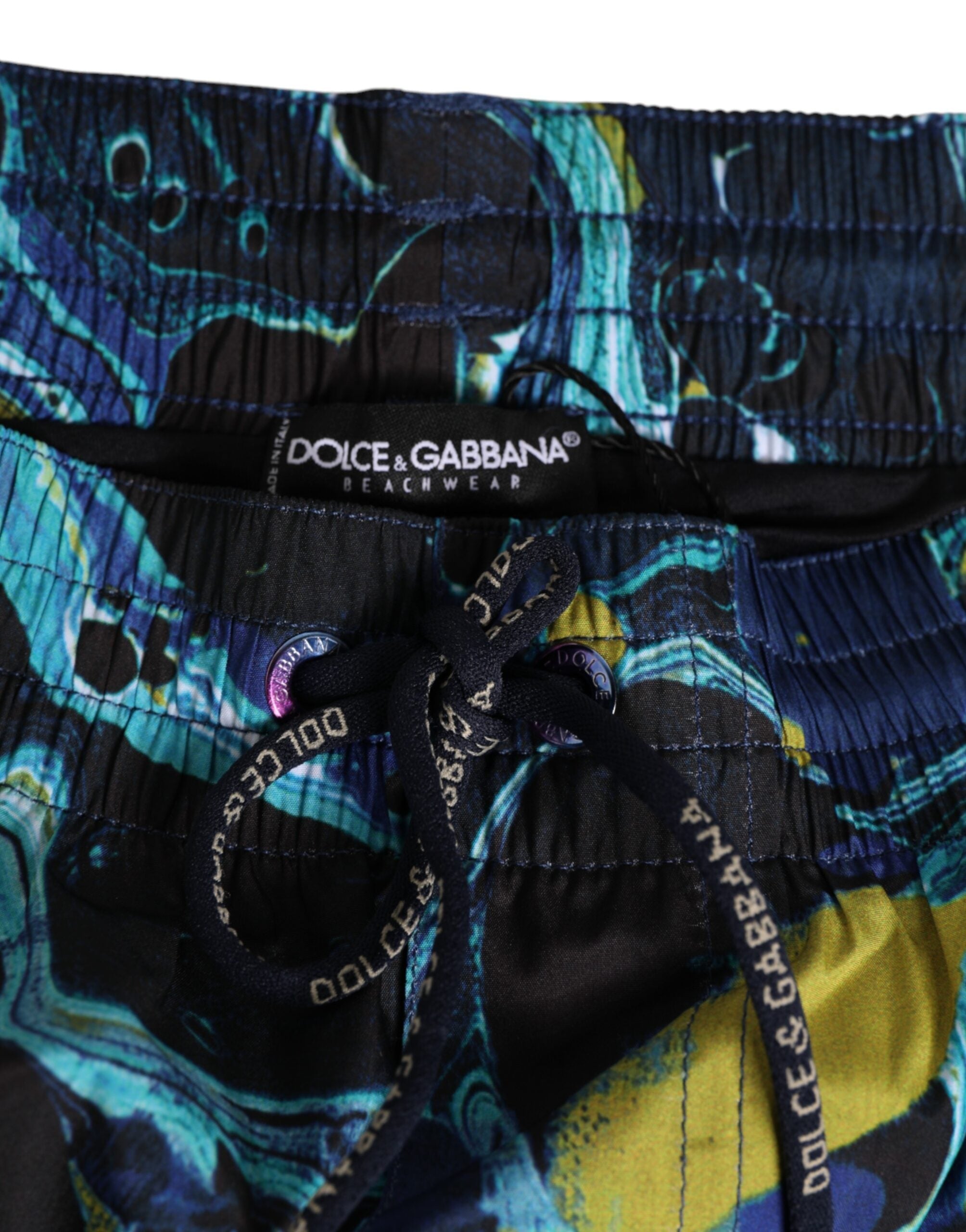 Dolce & Gabbana Blauer Marmor Print Logo Herren Boxer Short Badebekleidung