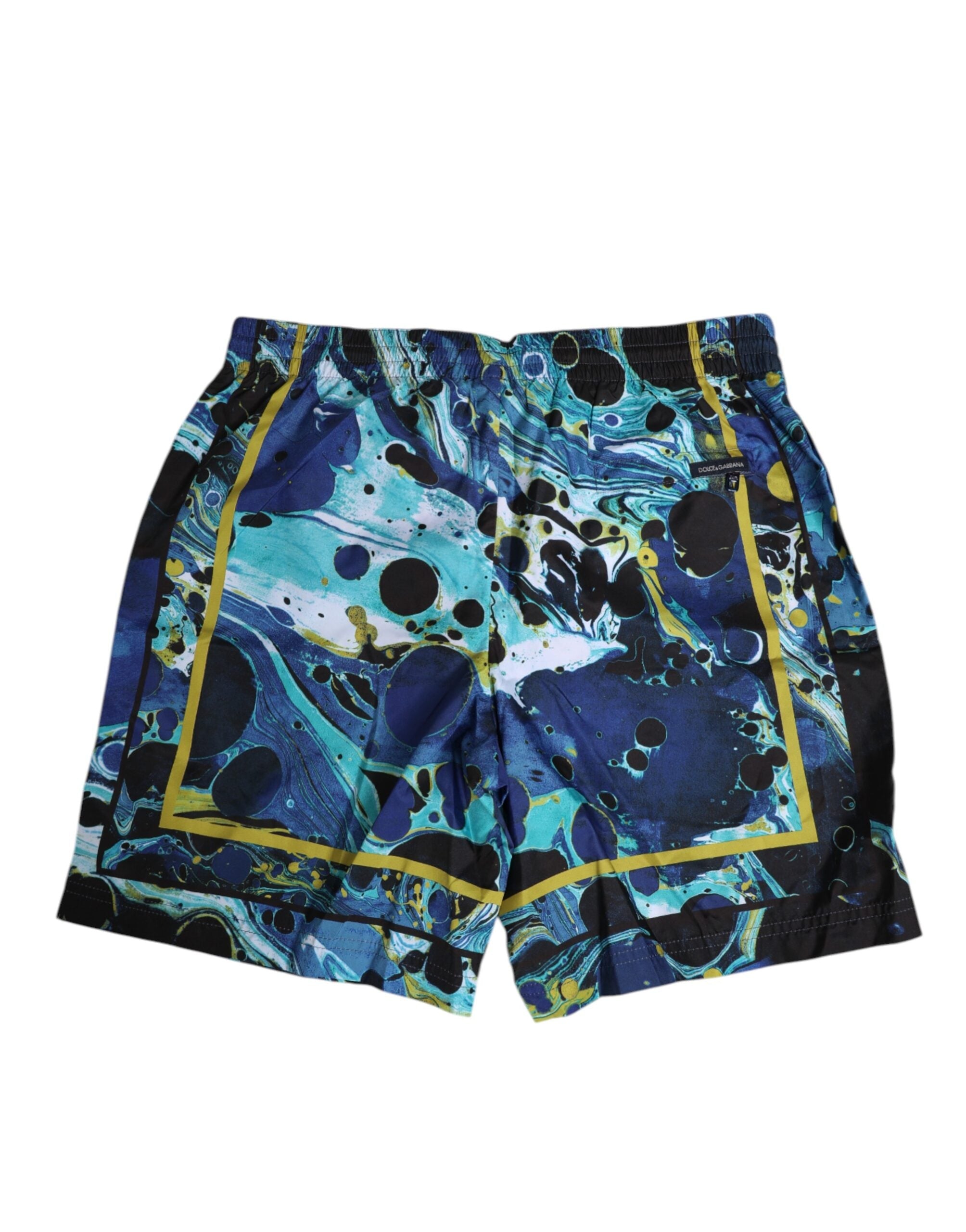 Dolce & Gabbana Blauer Marmor Print Logo Herren Boxer Short Badebekleidung