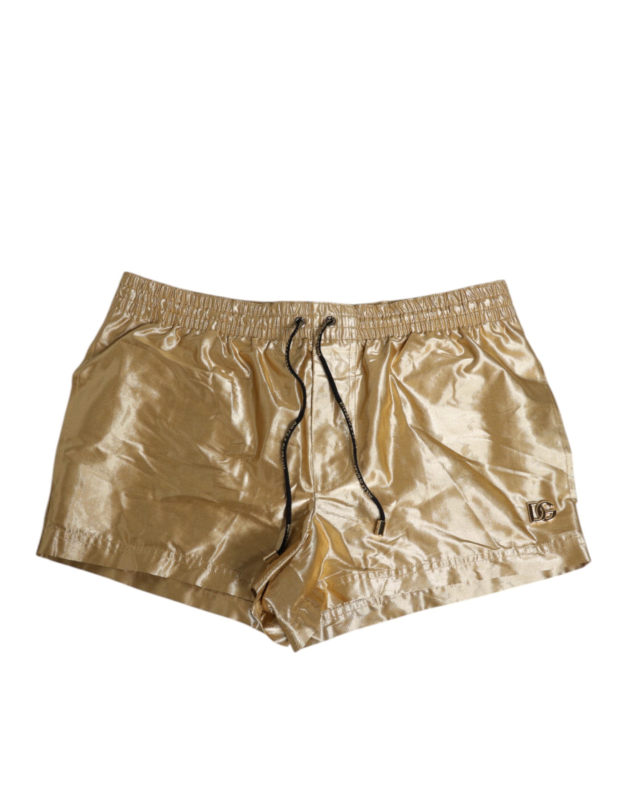 Dolce & Gabbana Gold Metallic Beachwear Herren Boxer Short Bademode