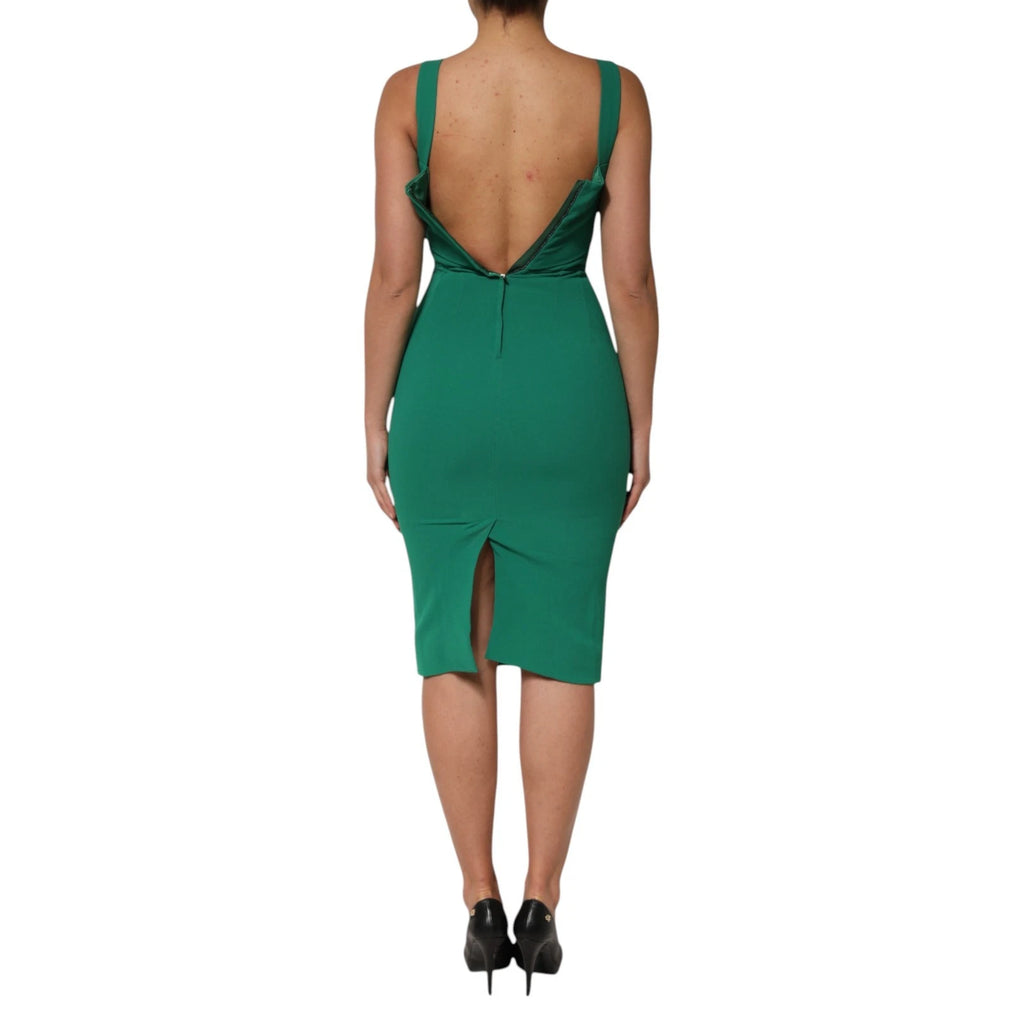 Dolce & Gabbana Dunkelgrünes ärmelloses Bodycon-Kleid aus Viskose