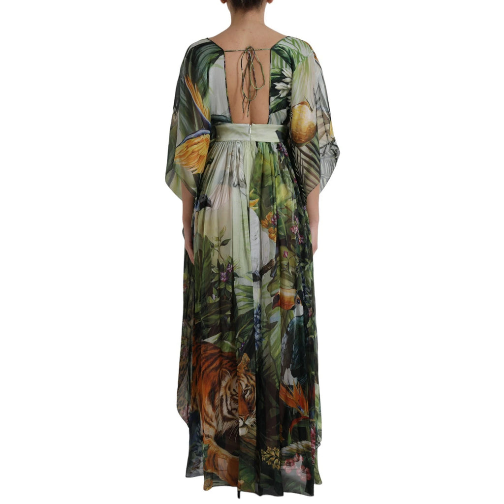 Dolce & Gabbana Maxikleid aus Seide mit Dschungel-Print, mehrfarbig, für Damen