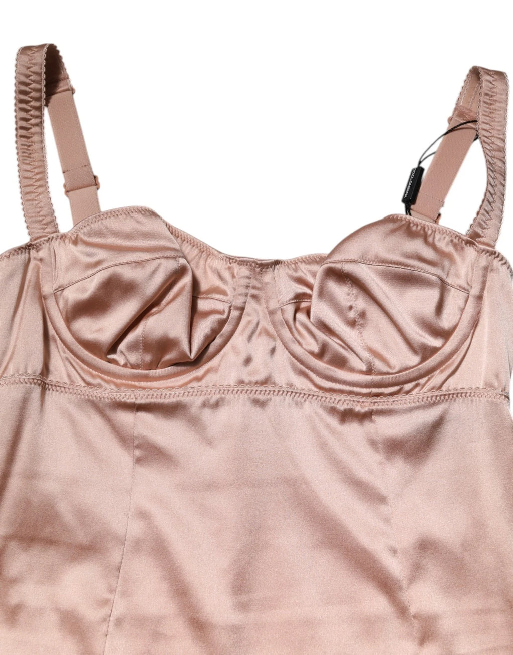 Dolce & Gabbana Blush Roze Zijden Satijnen Bustier Midi Bodycon Jurk