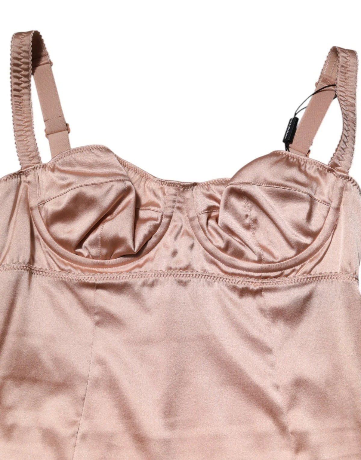 Dolce & Gabbana Blush Roze Zijden Satijnen Bustier Midi Bodycon Jurk