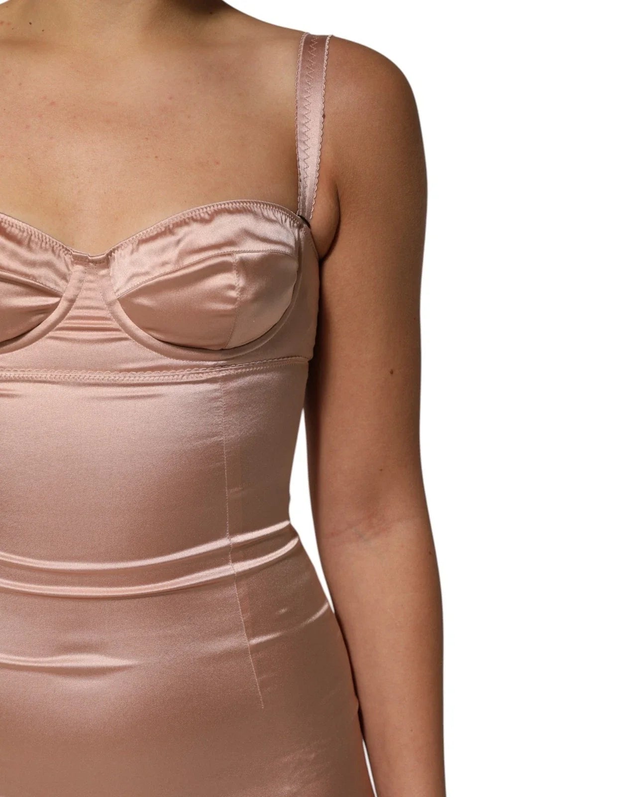 Dolce & Gabbana Rosafarbenes Seiden-Satin-Bustier Midi-Bodycon-Kleid