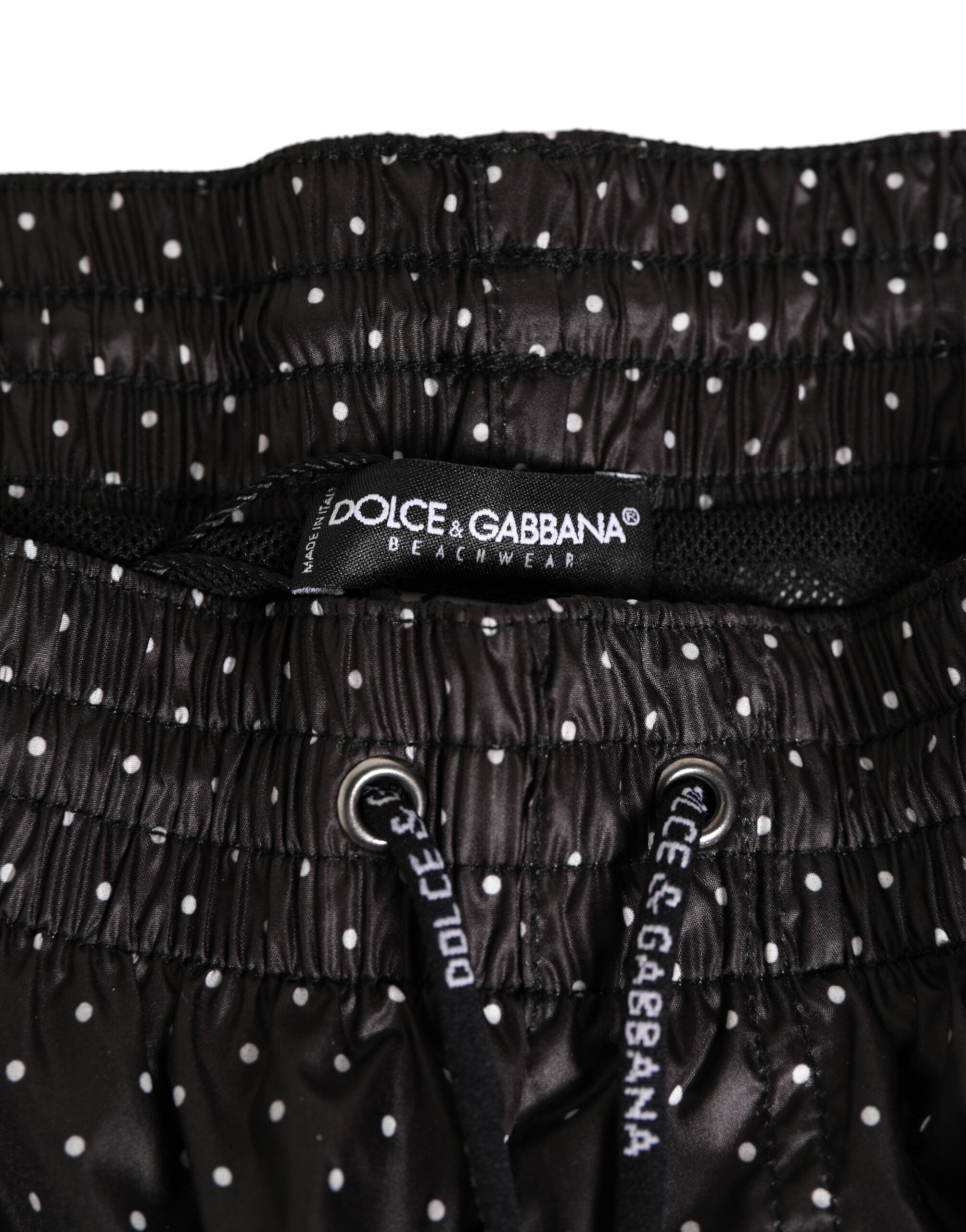 Dolce & Gabbana Schwarze Polka Dot Polyester Herren Shorts Badebekleidung