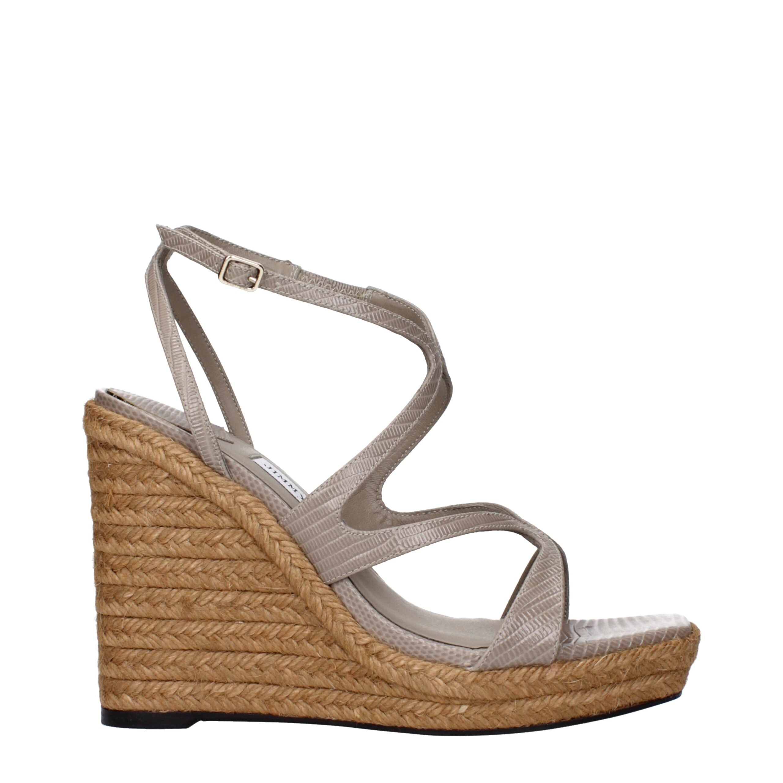 Jimmy Choo Graue Leder-Keilsandalen