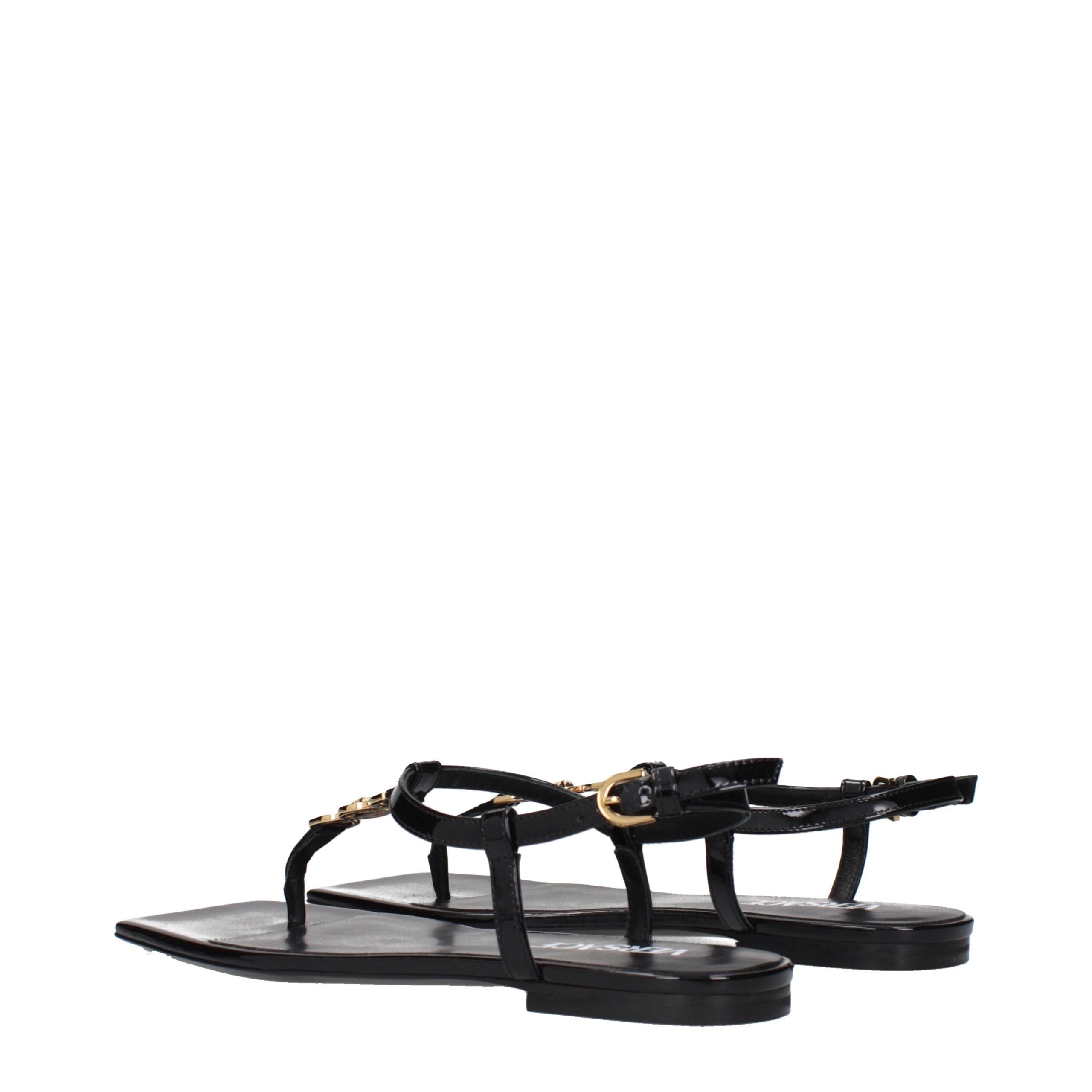 Versace Schwarze Flip-Flop-Sandalen aus Leder