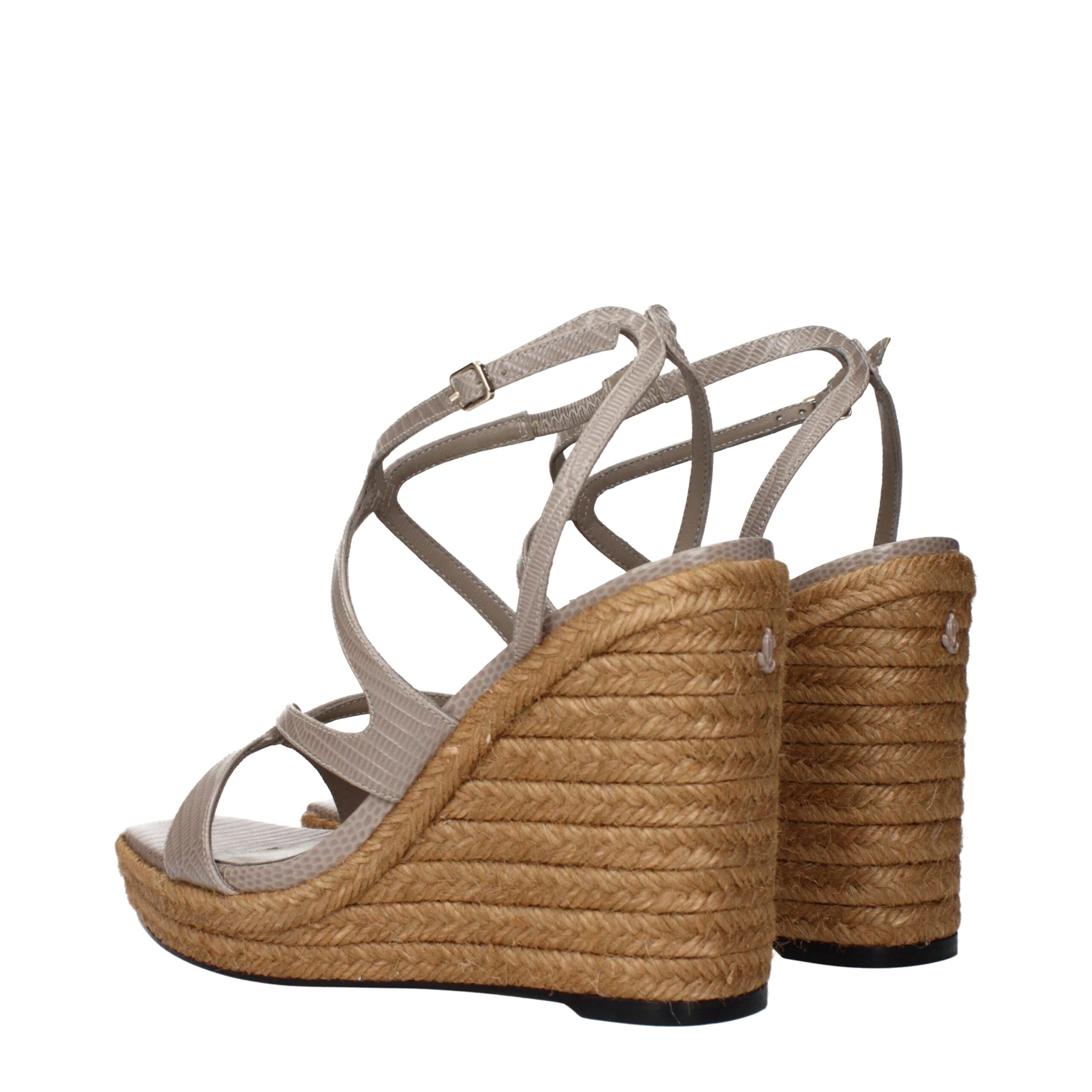 Jimmy Choo Graue Leder-Keilsandalen