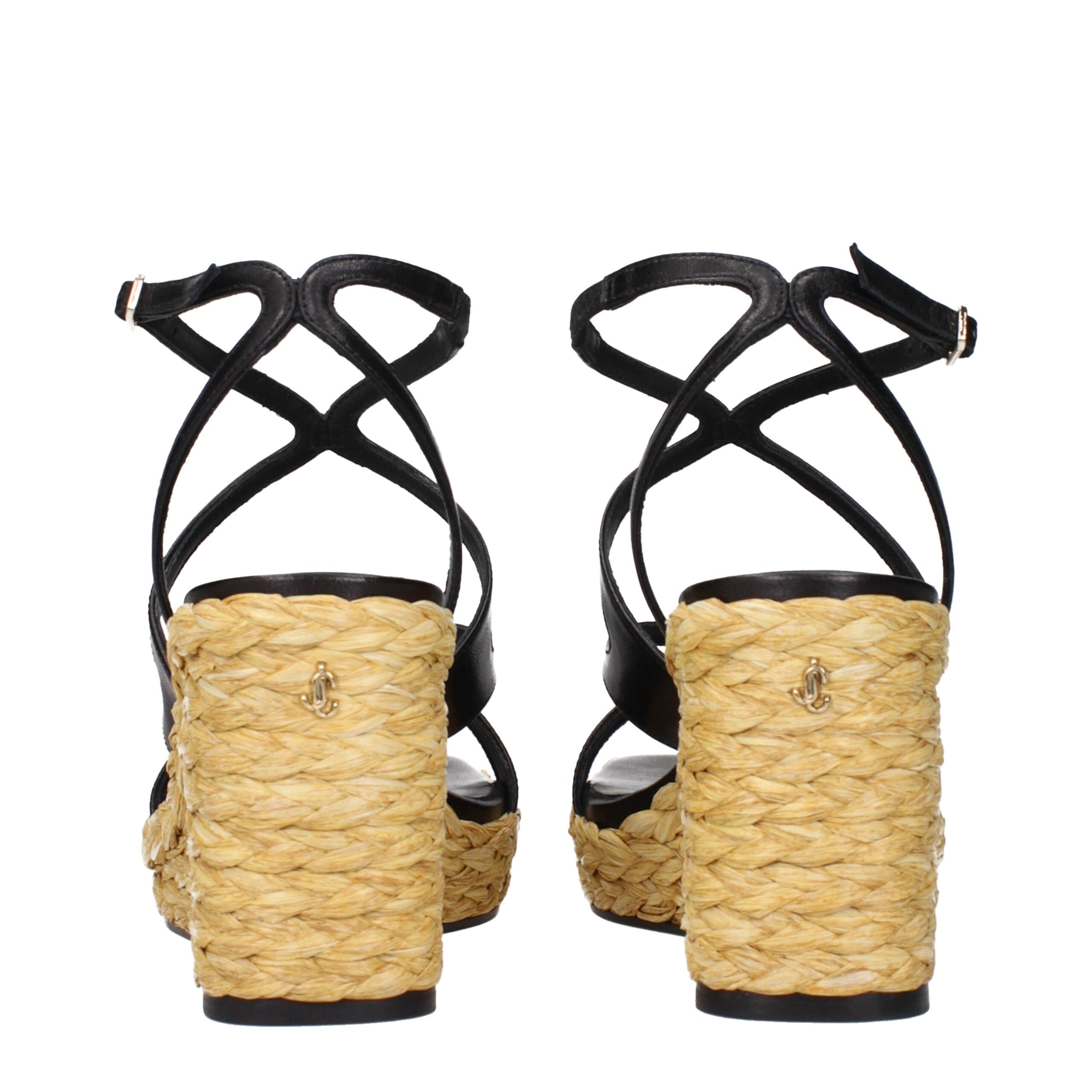 Jimmy Choo Schwarze Leder-Keilsandalen