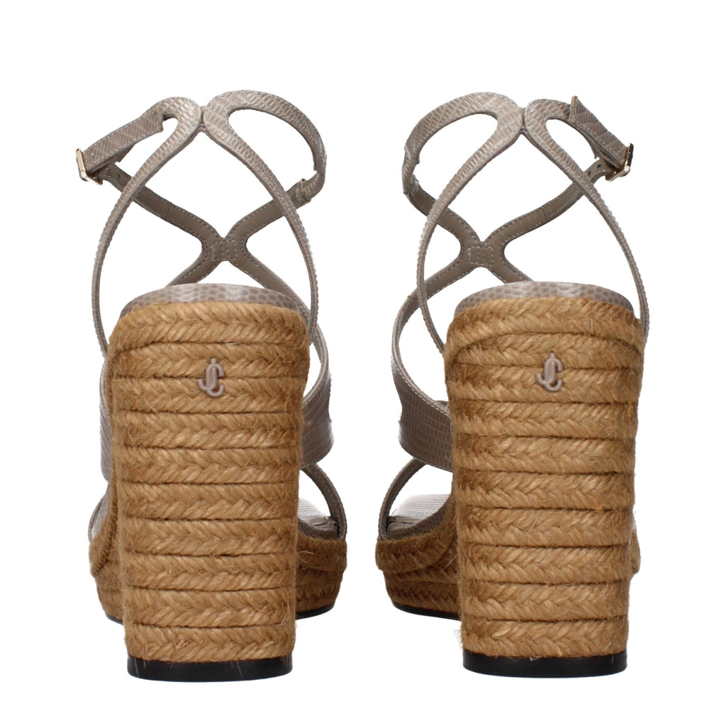 Jimmy Choo Graue Leder-Keilsandalen