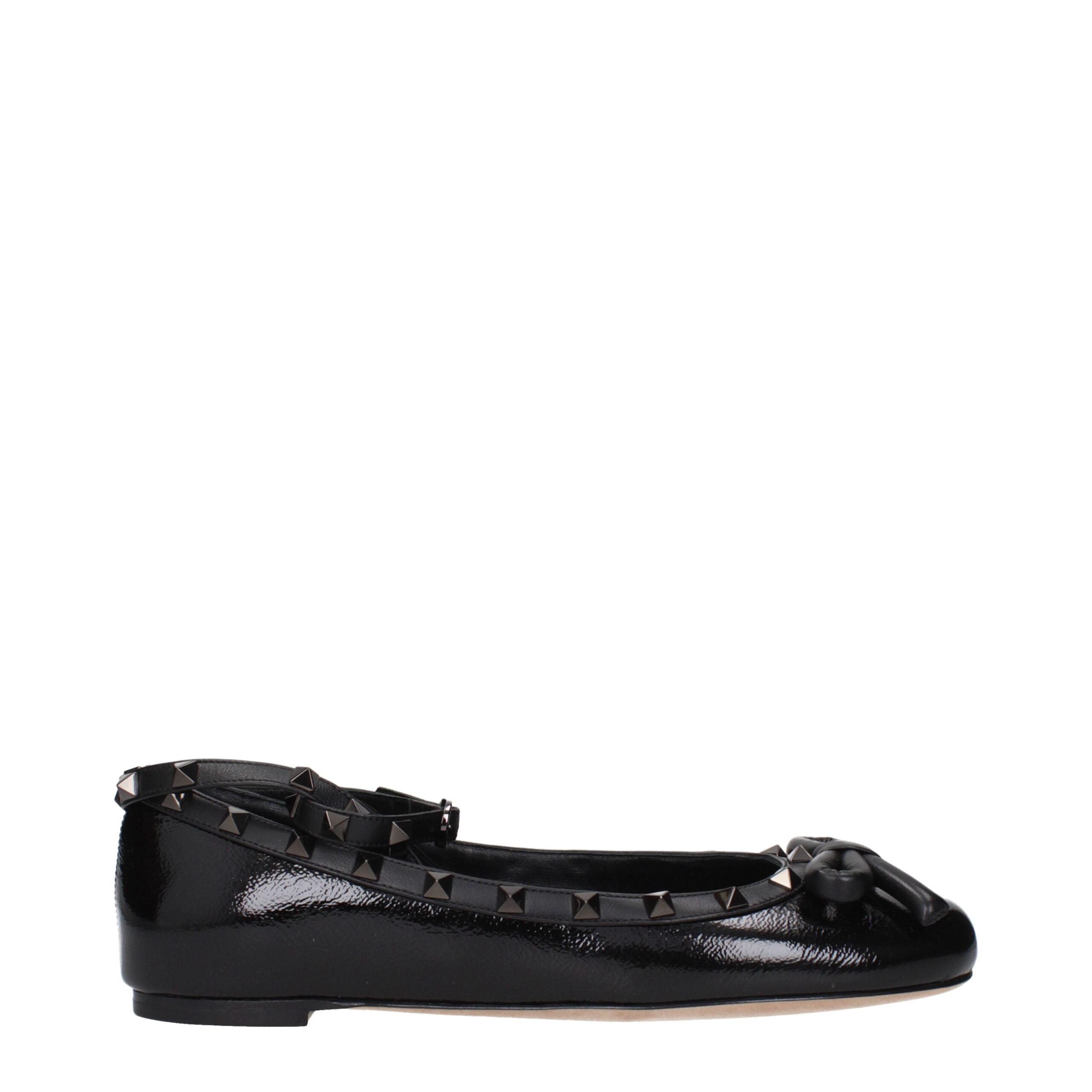 Valentino Garavani Schwarze Leder-Ballett-Flats