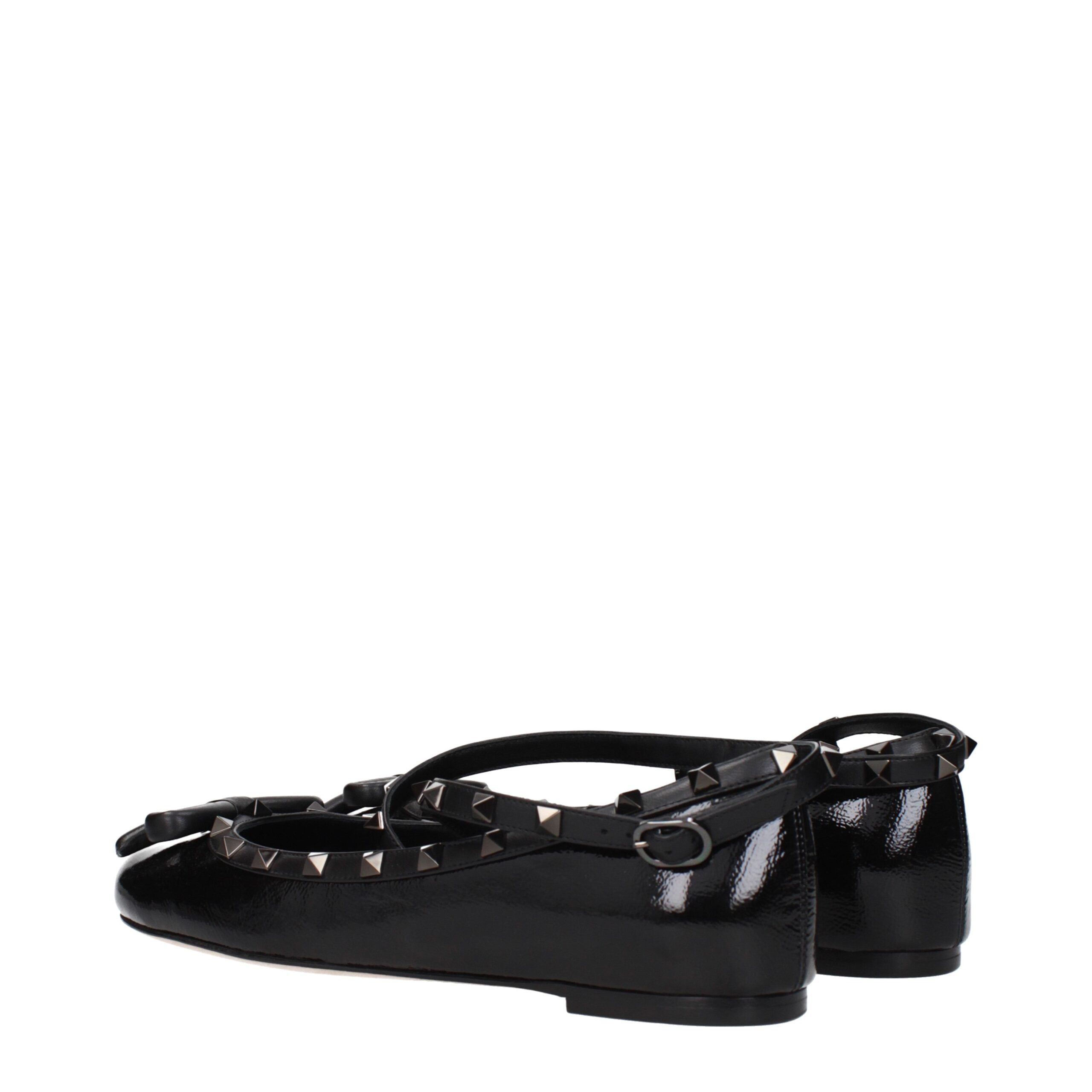 Valentino Garavani Schwarze Leder-Ballett-Flats