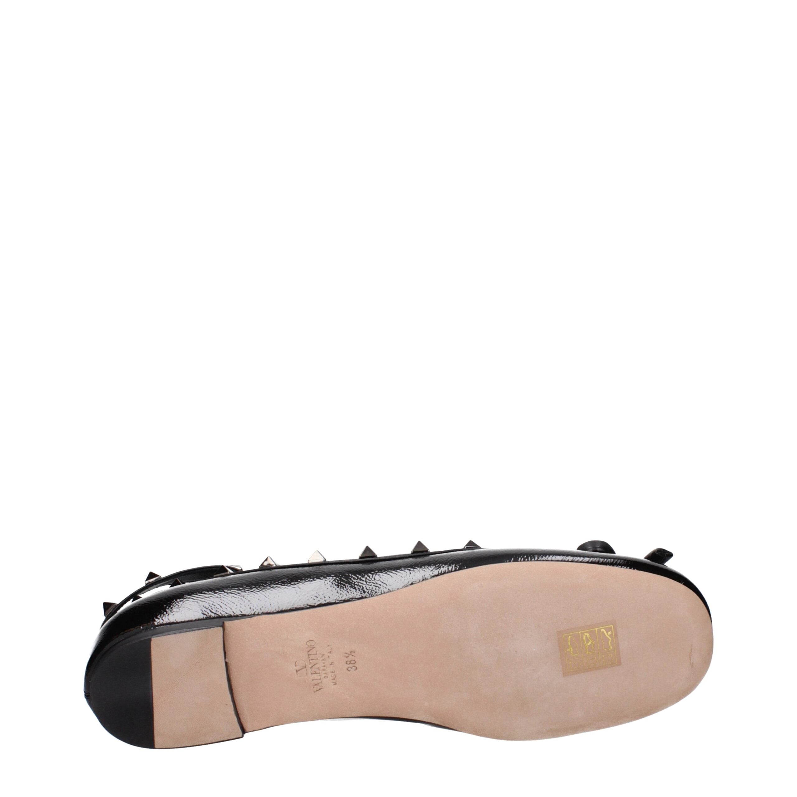 Valentino Garavani Schwarze Leder-Ballett-Flats