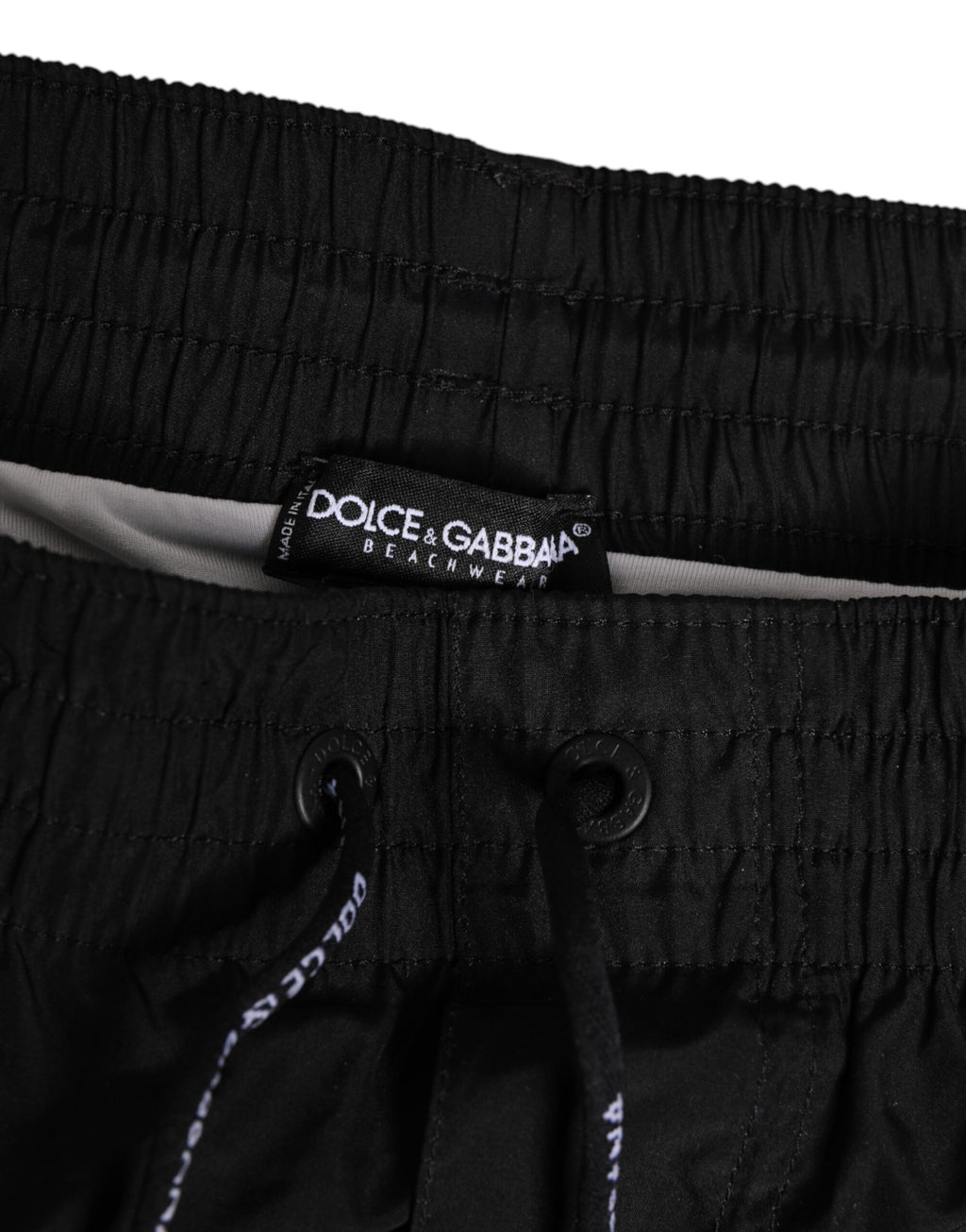 Dolce & Gabbana Schwarz-weiß gestreifte DG Logo Herren Badehose kurz