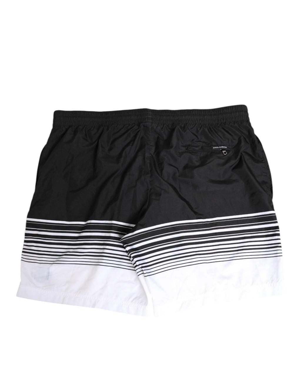 Dolce & Gabbana Schwarz-weiß gestreifte DG Logo Herren Badehose kurz
