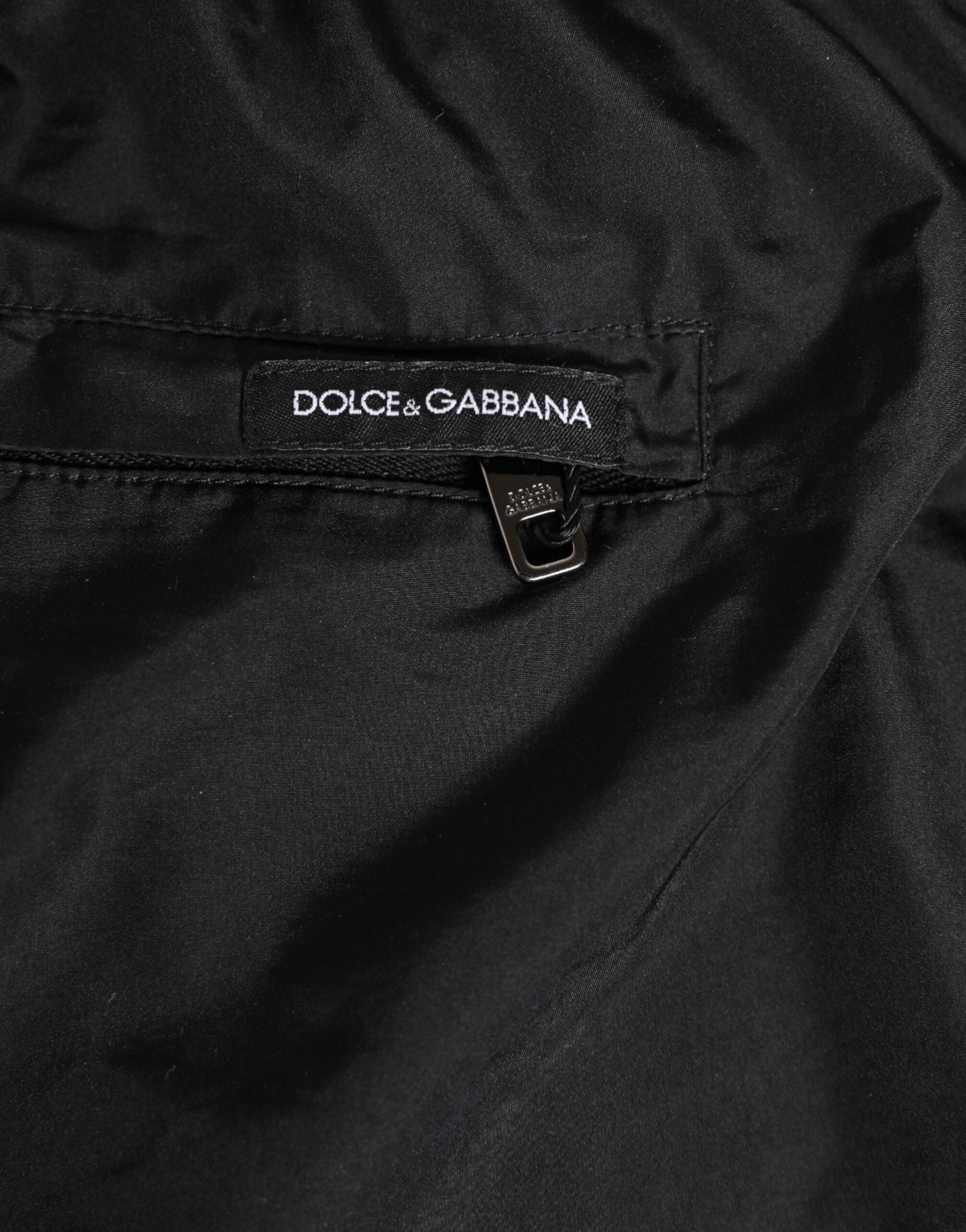 Dolce & Gabbana Schwarz-weiß gestreifte DG Logo Herren Badehose kurz
