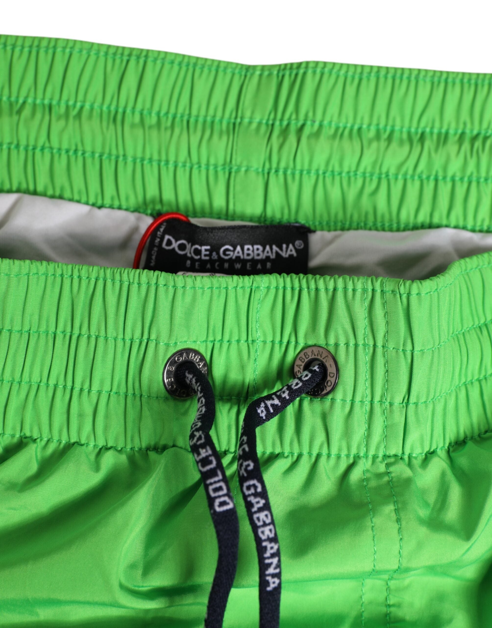 Dolce & Gabbana Grünes Nylon Kordelzug Männer Shorts Bademode