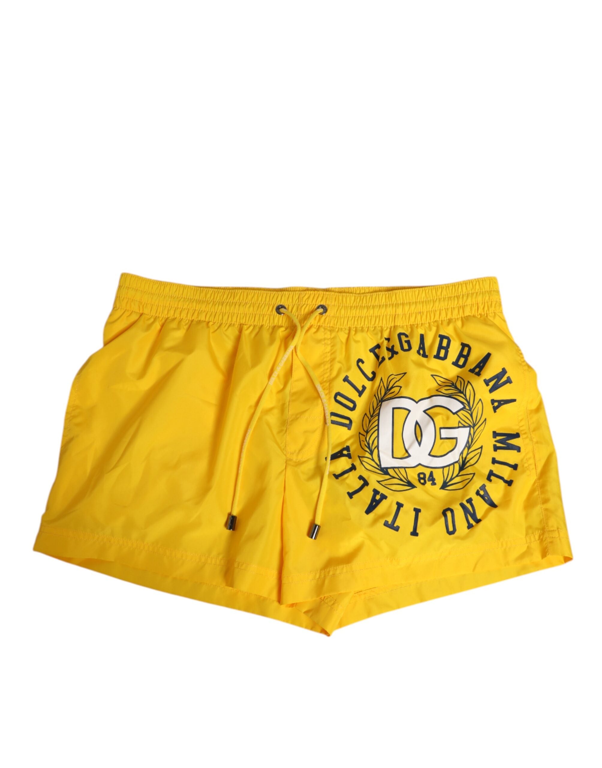 Dolce & Gabbana Gelbe Nylon Logo Print Herren Boxer Short Badebekleidung