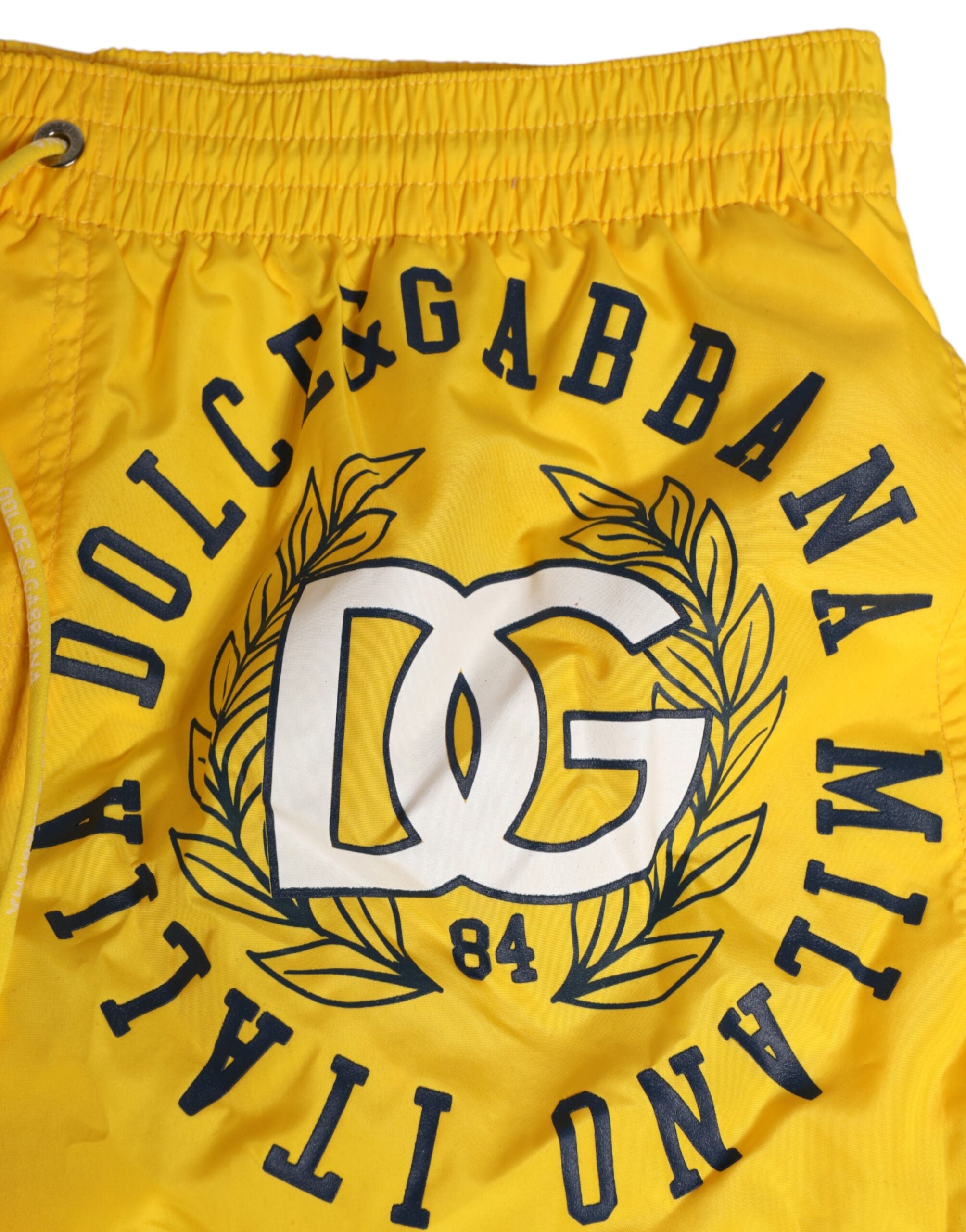 Dolce & Gabbana Gelbe Nylon Logo Print Herren Boxer Short Badebekleidung