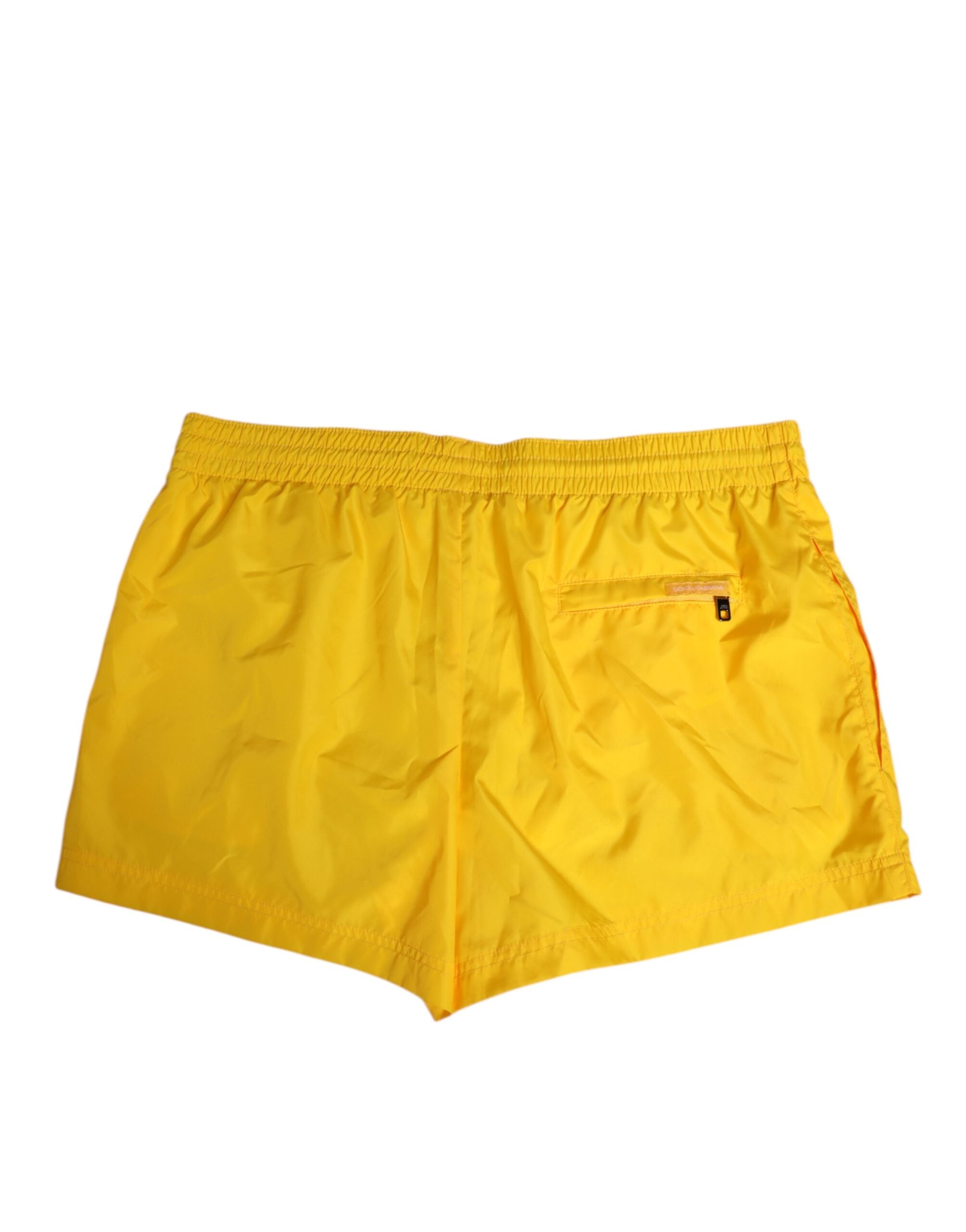 Dolce & Gabbana Gelbe Nylon Logo Print Herren Boxer Short Badebekleidung