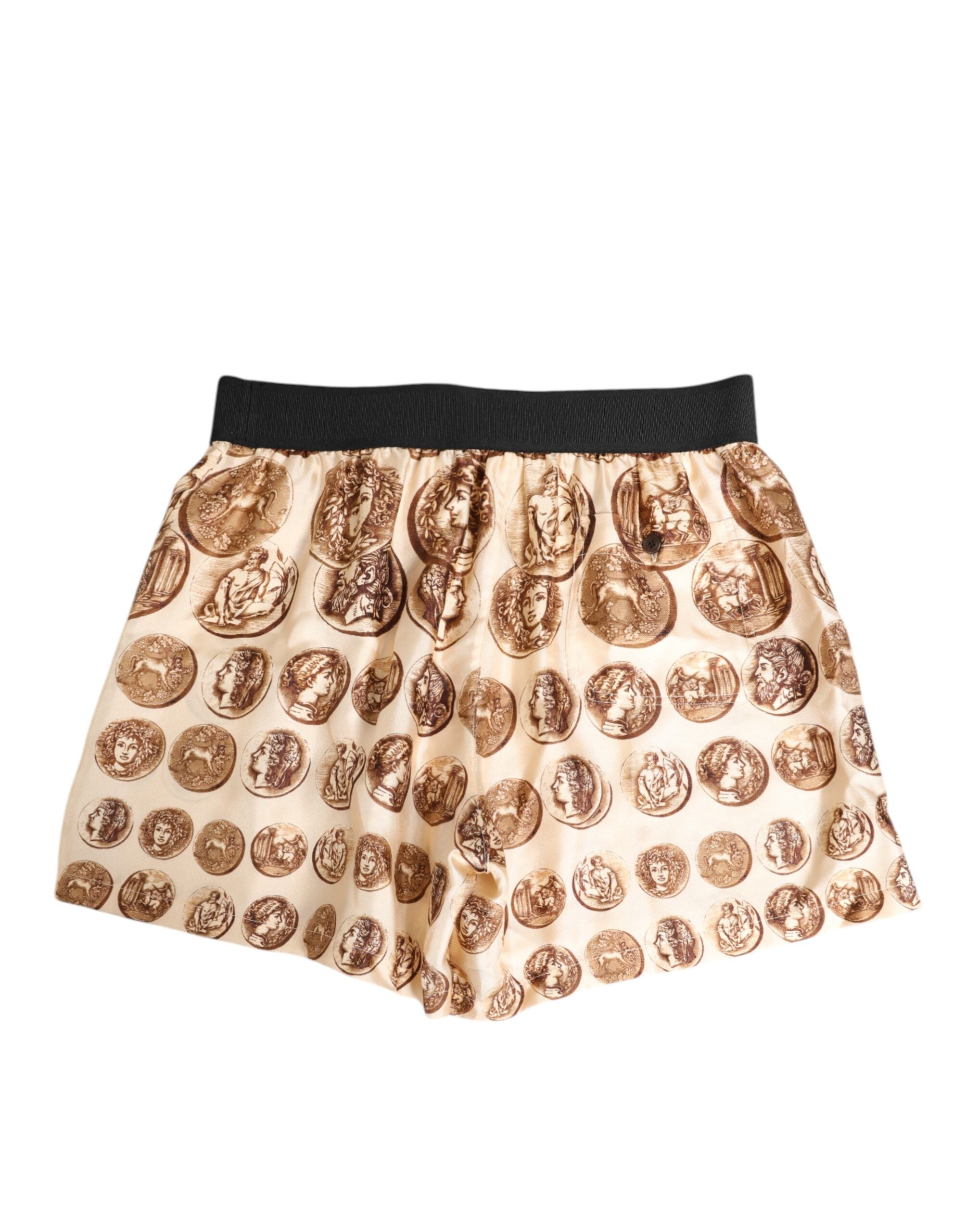 Dolce & Gabbana Brown Ancient Coin Print Seidenshorts Bademode