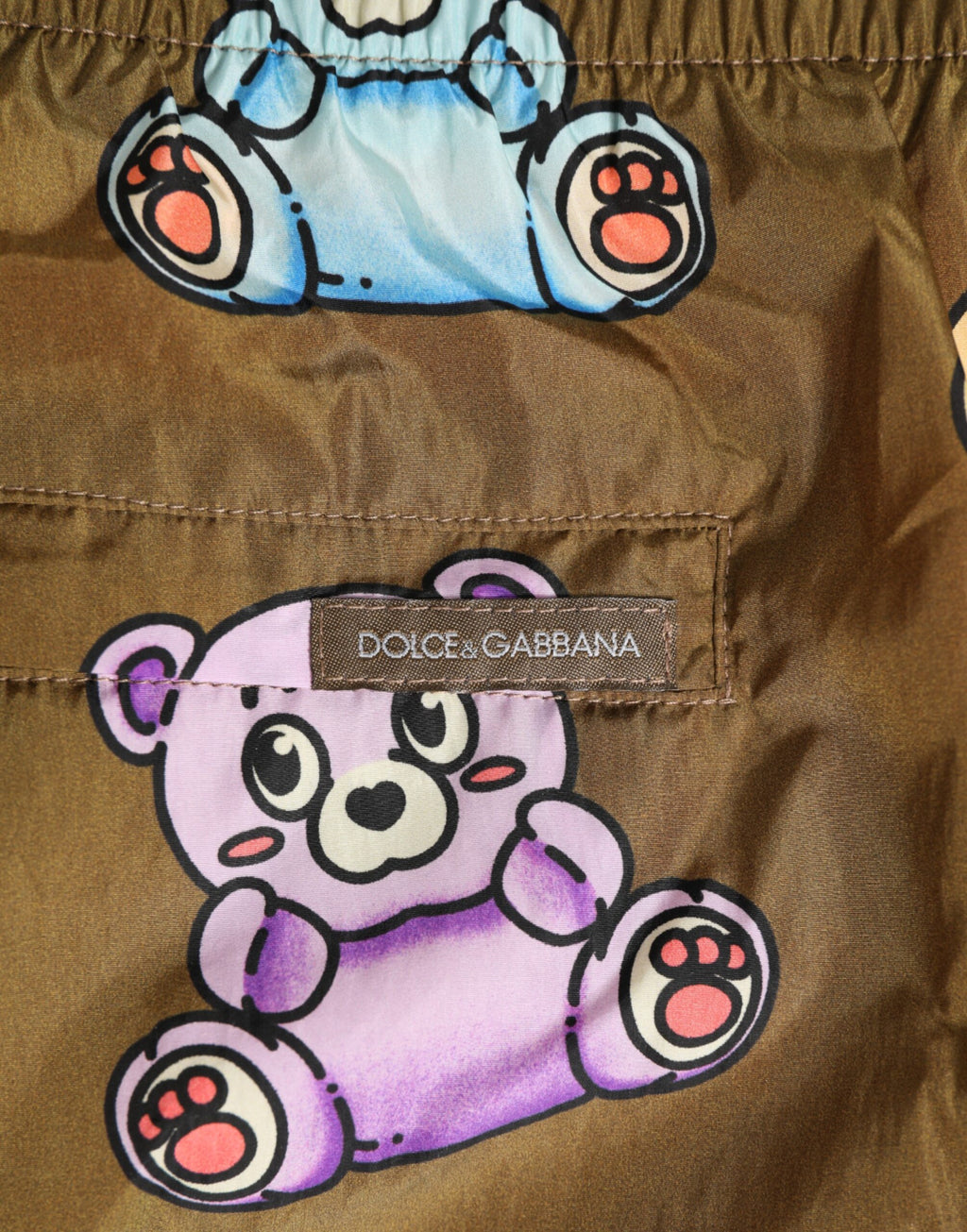Dolce & Gabbana Brauner Multicolor Teddybär Herren Shorts Badebekleidung