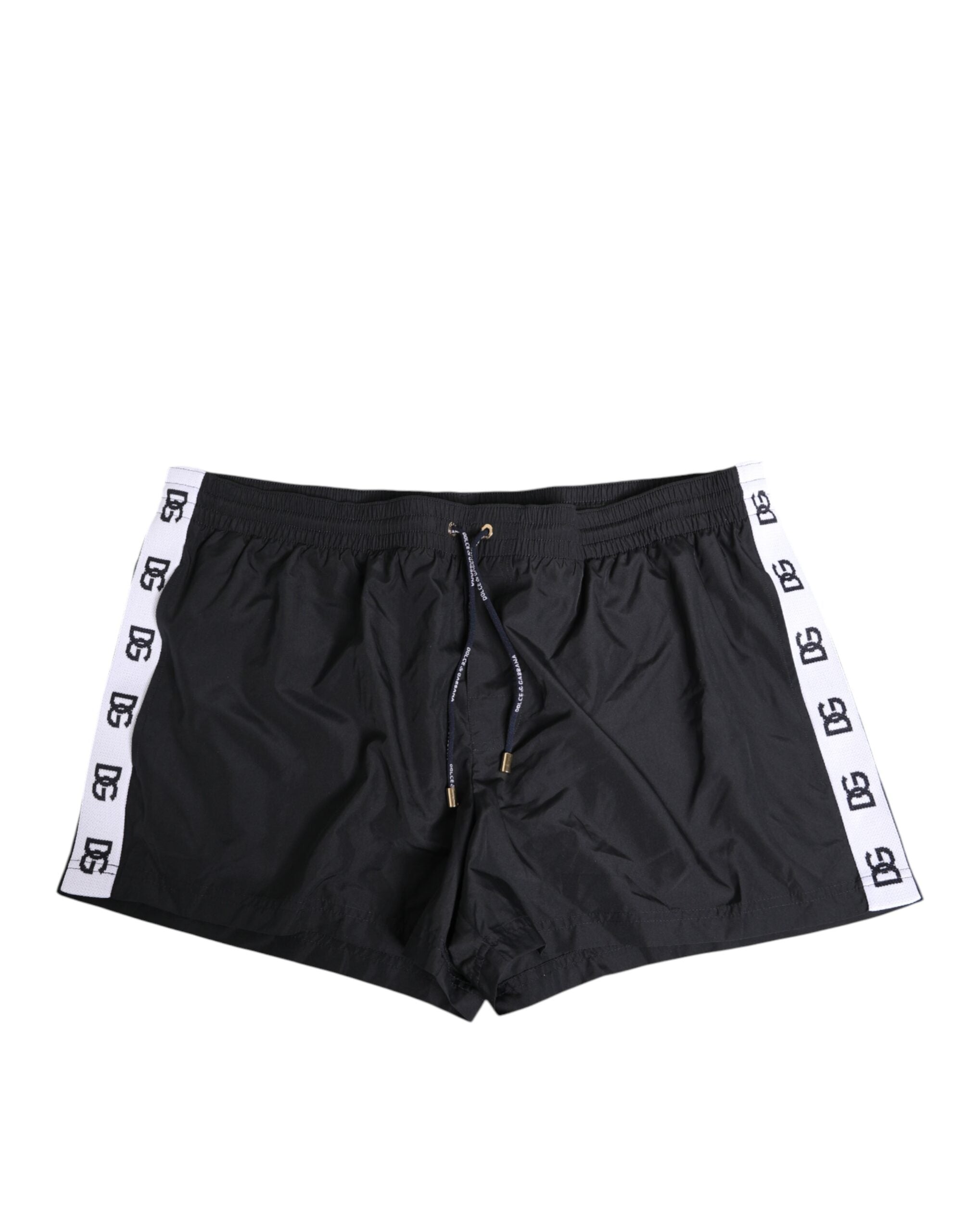 Dolce & Gabbana Schwarze Nylon Side Logo Tape Shorts Bademode