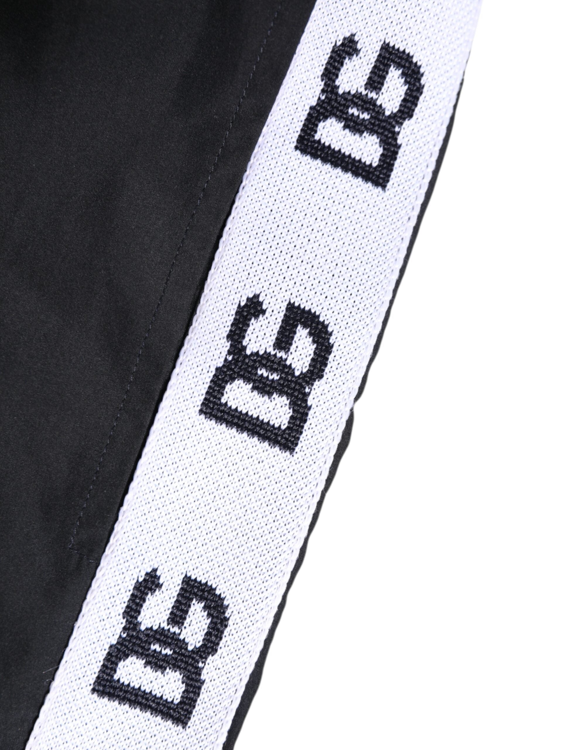 Dolce & Gabbana Schwarze Nylon Side Logo Tape Shorts Bademode