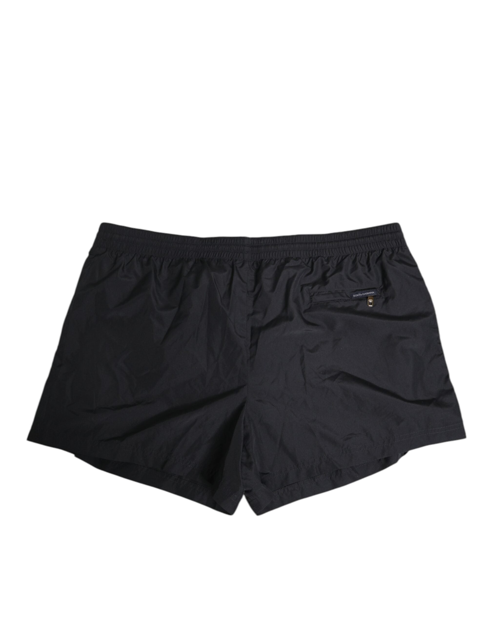 Dolce & Gabbana Schwarze Nylon Side Logo Tape Shorts Bademode