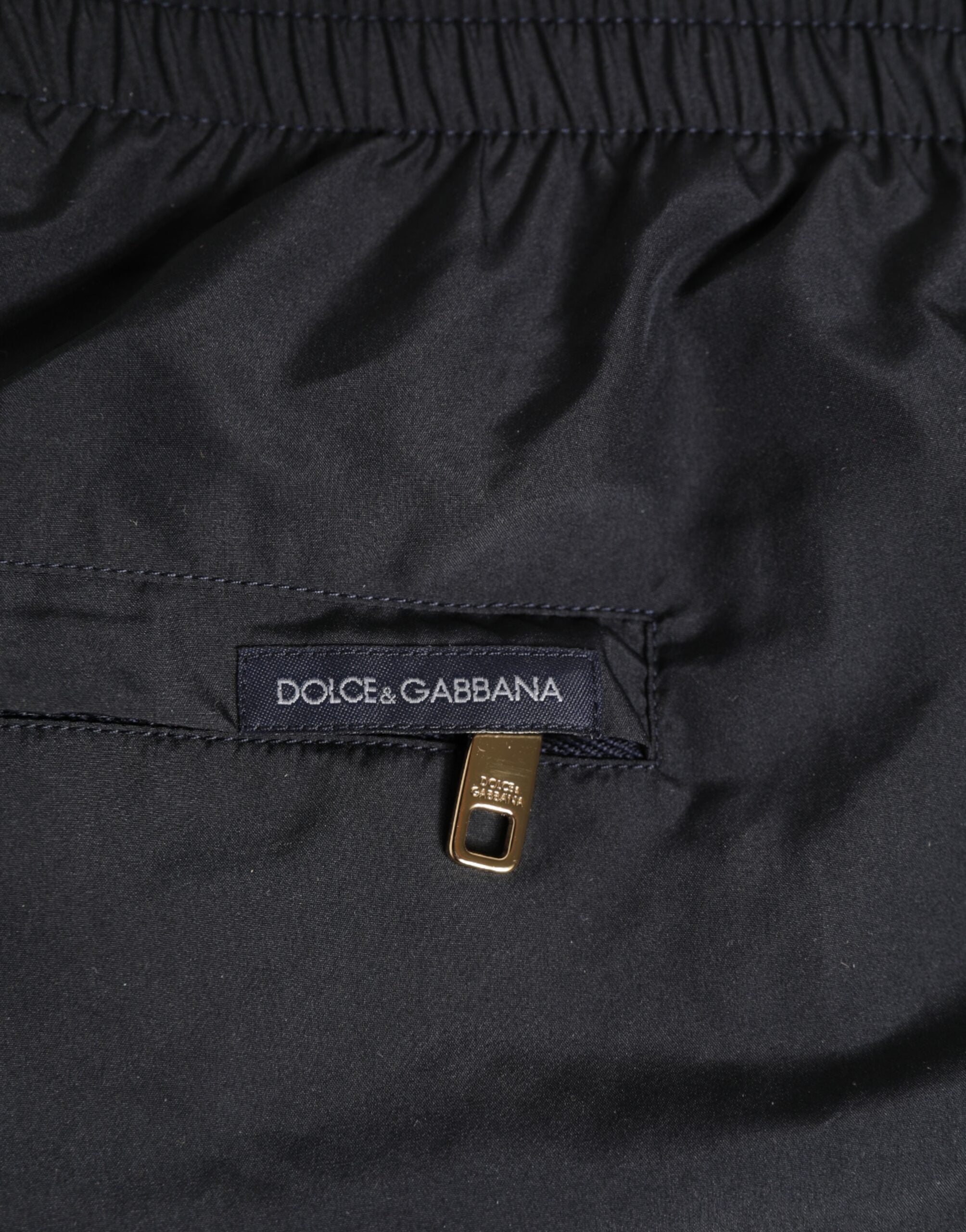 Dolce & Gabbana Schwarze Nylon Side Logo Tape Shorts Bademode