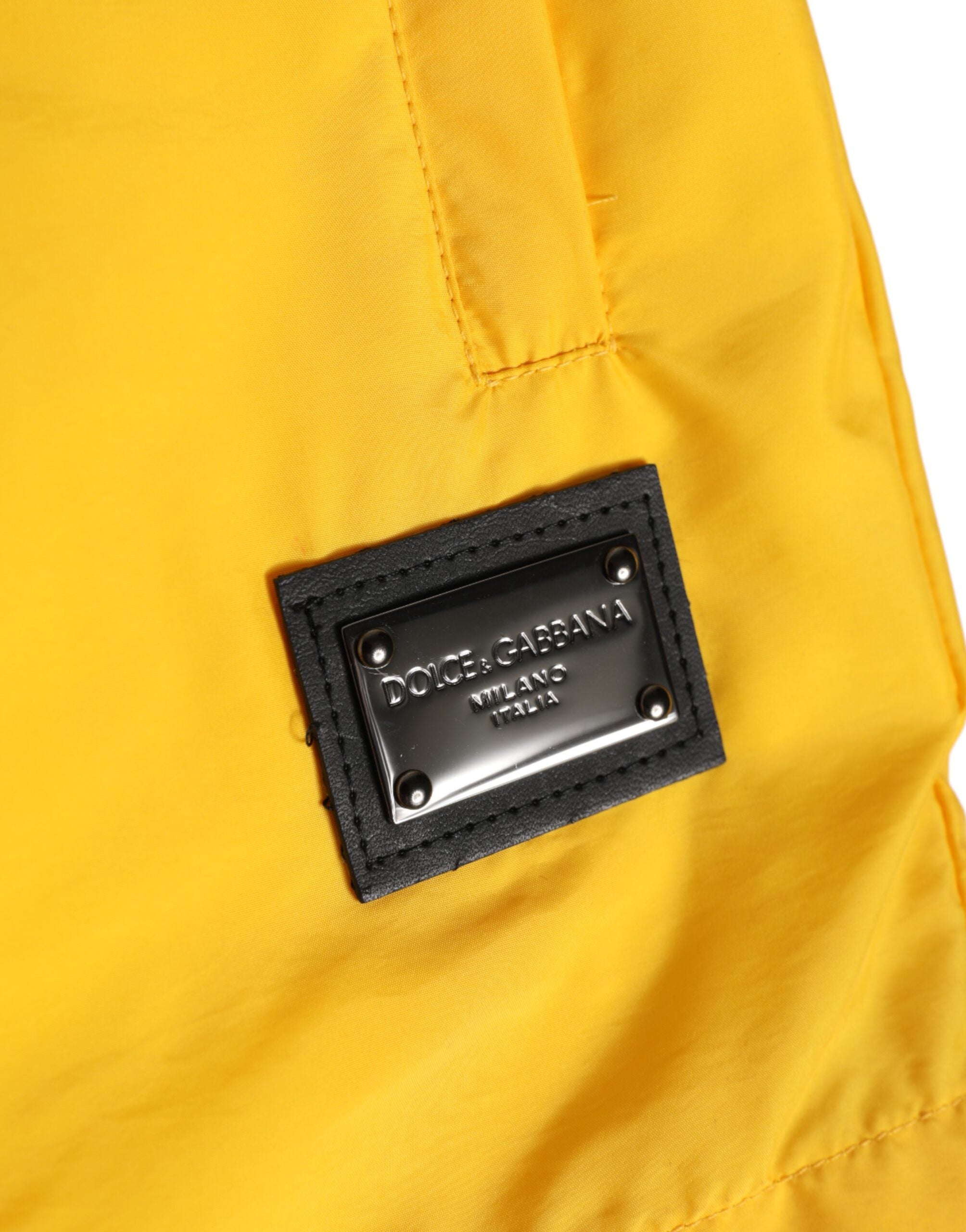 Dolce & Gabbana Gelbe Nylon Logo Plaque Boxershorts Badehose