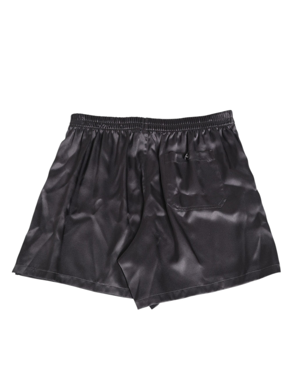Dolce & Gabbana Schwarzer Satin Seide Elastische Herren Boxer Short Badebekleidung